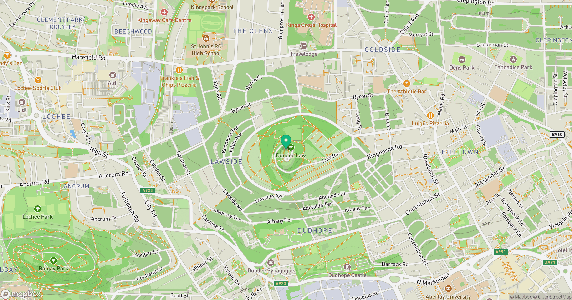 Dundee Law location map