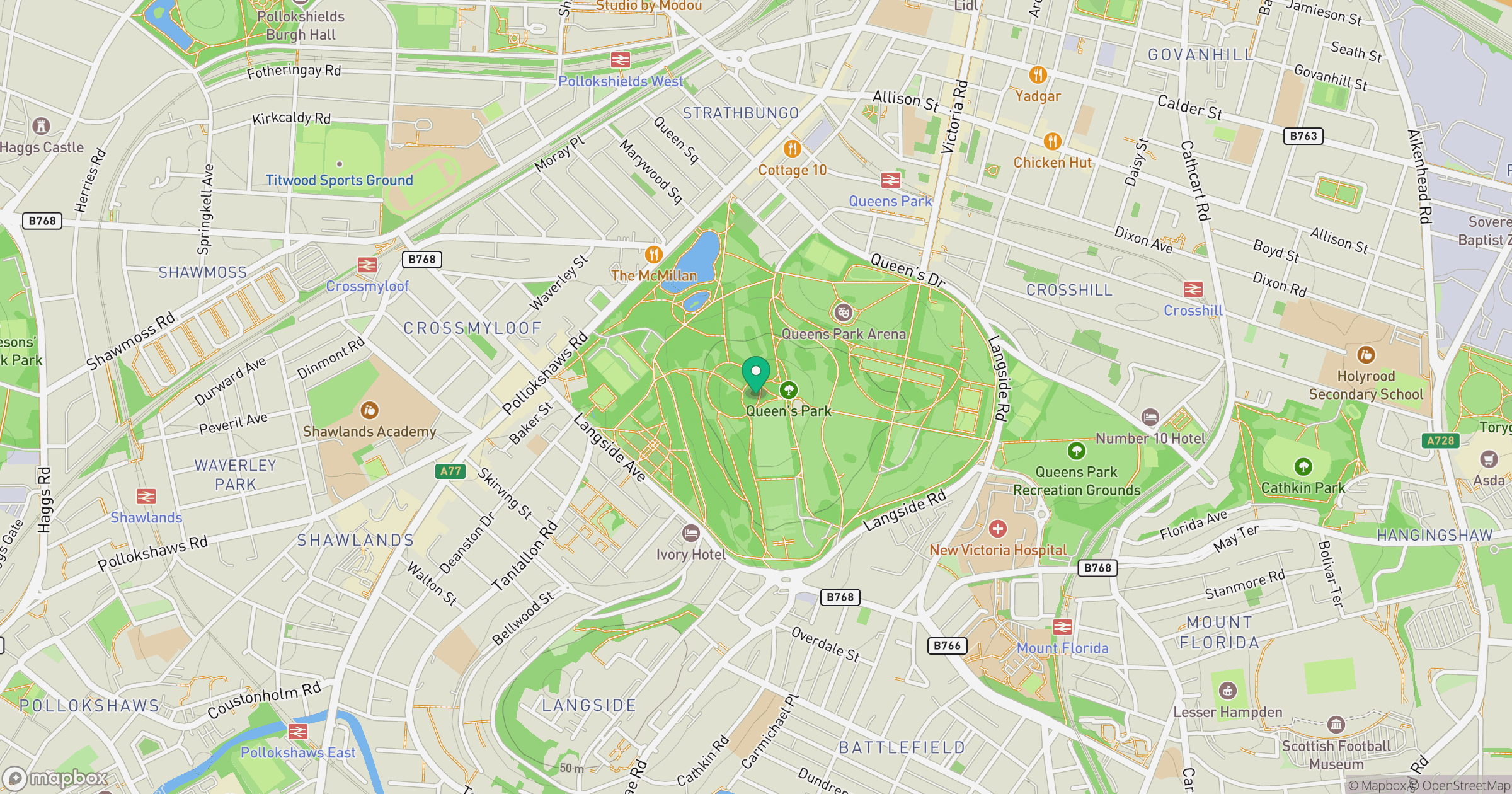 Camp Hill [Queen's Park] location map