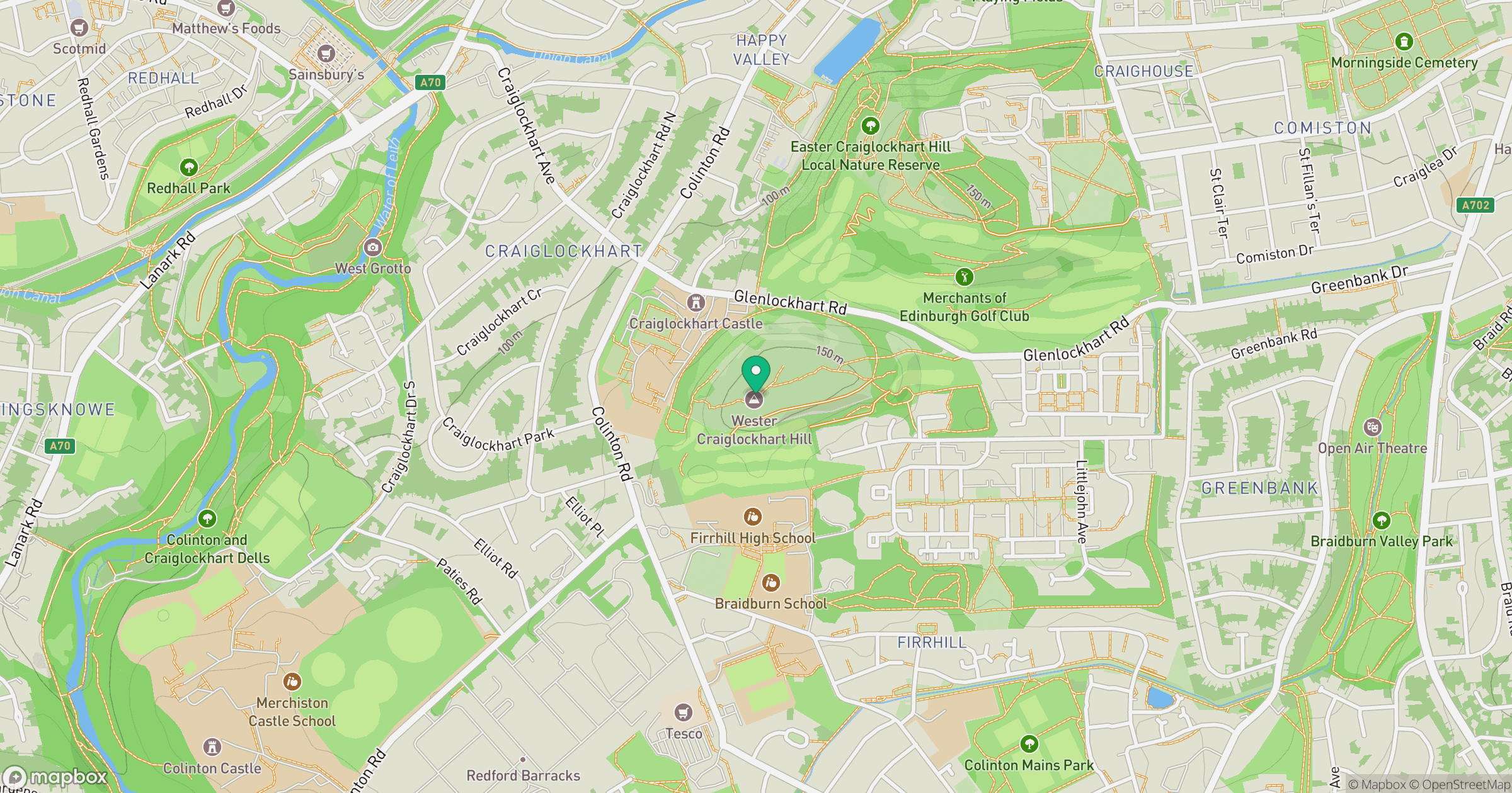 Wester Craiglockhart Hill location map