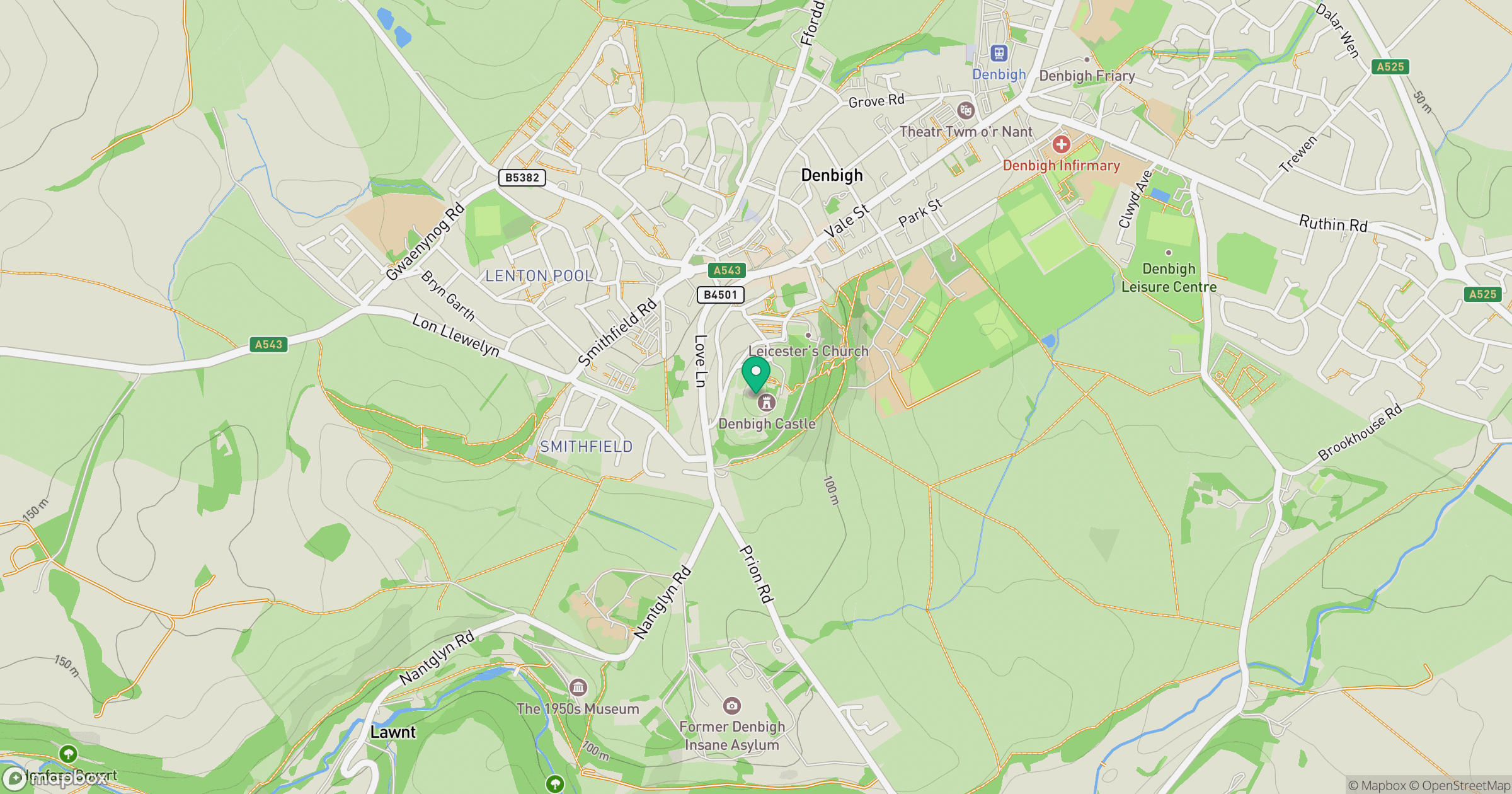 Denbigh Castle location map
