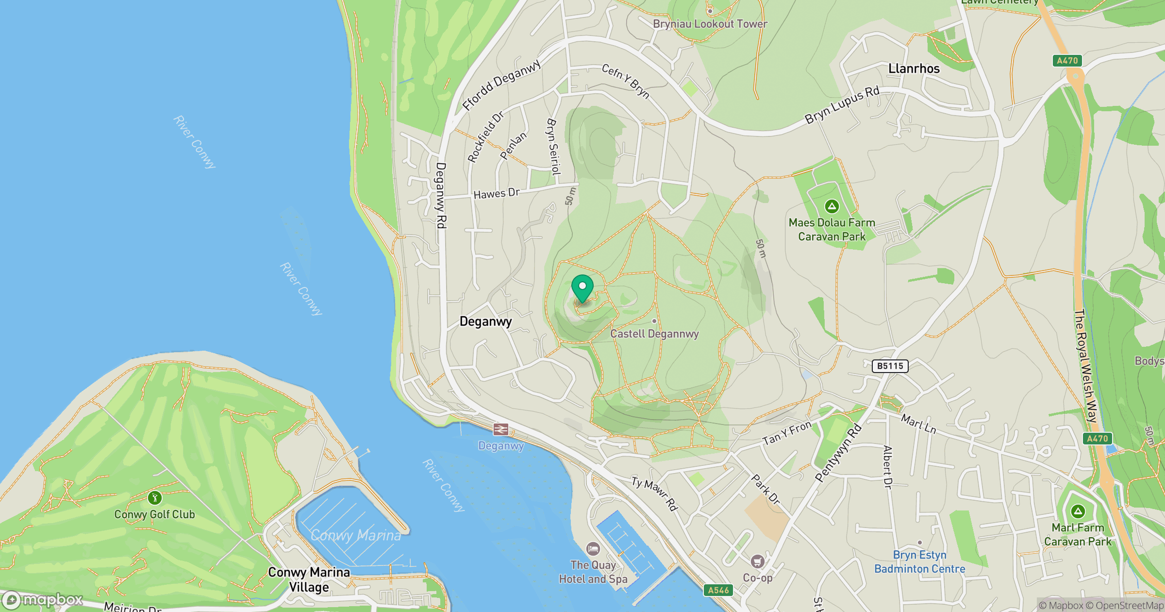 Degannwy Castle location map
