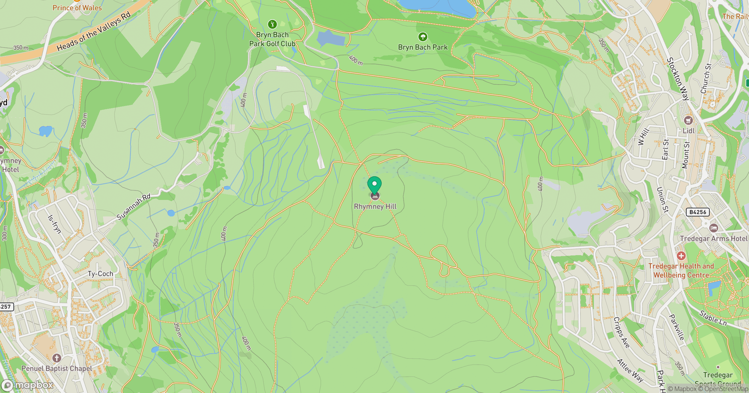 Rhymney Hill location map
