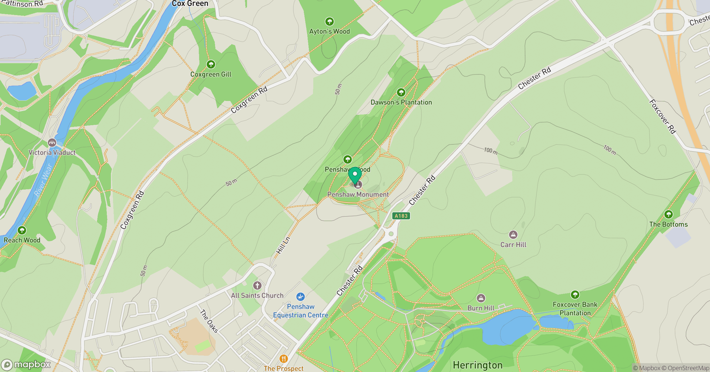 Penshaw Hill location map