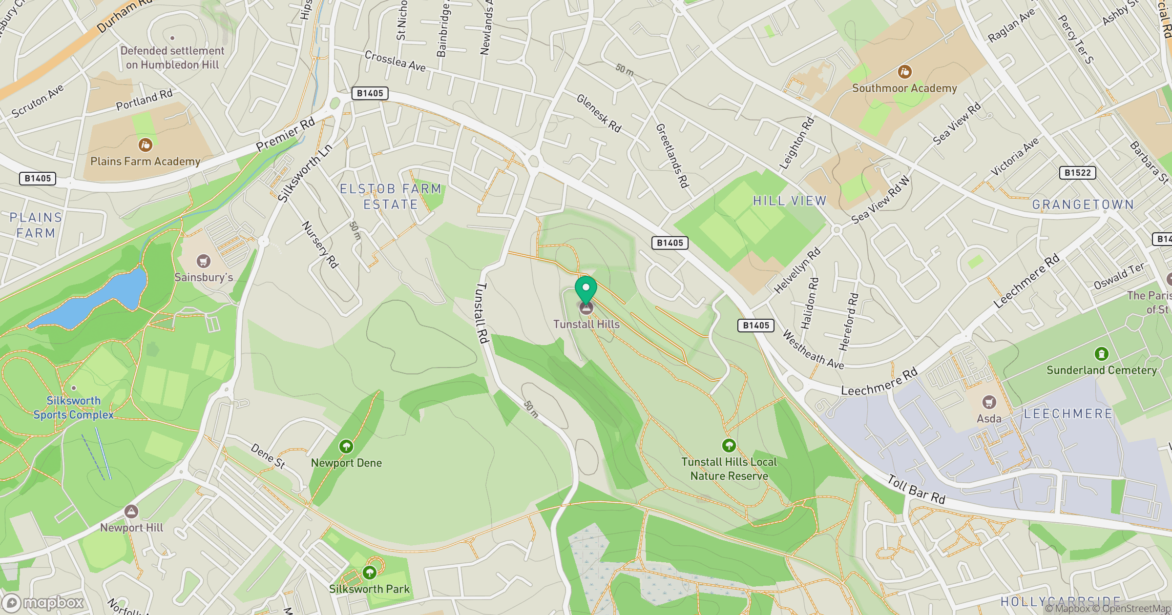 Tunstall Hills location map