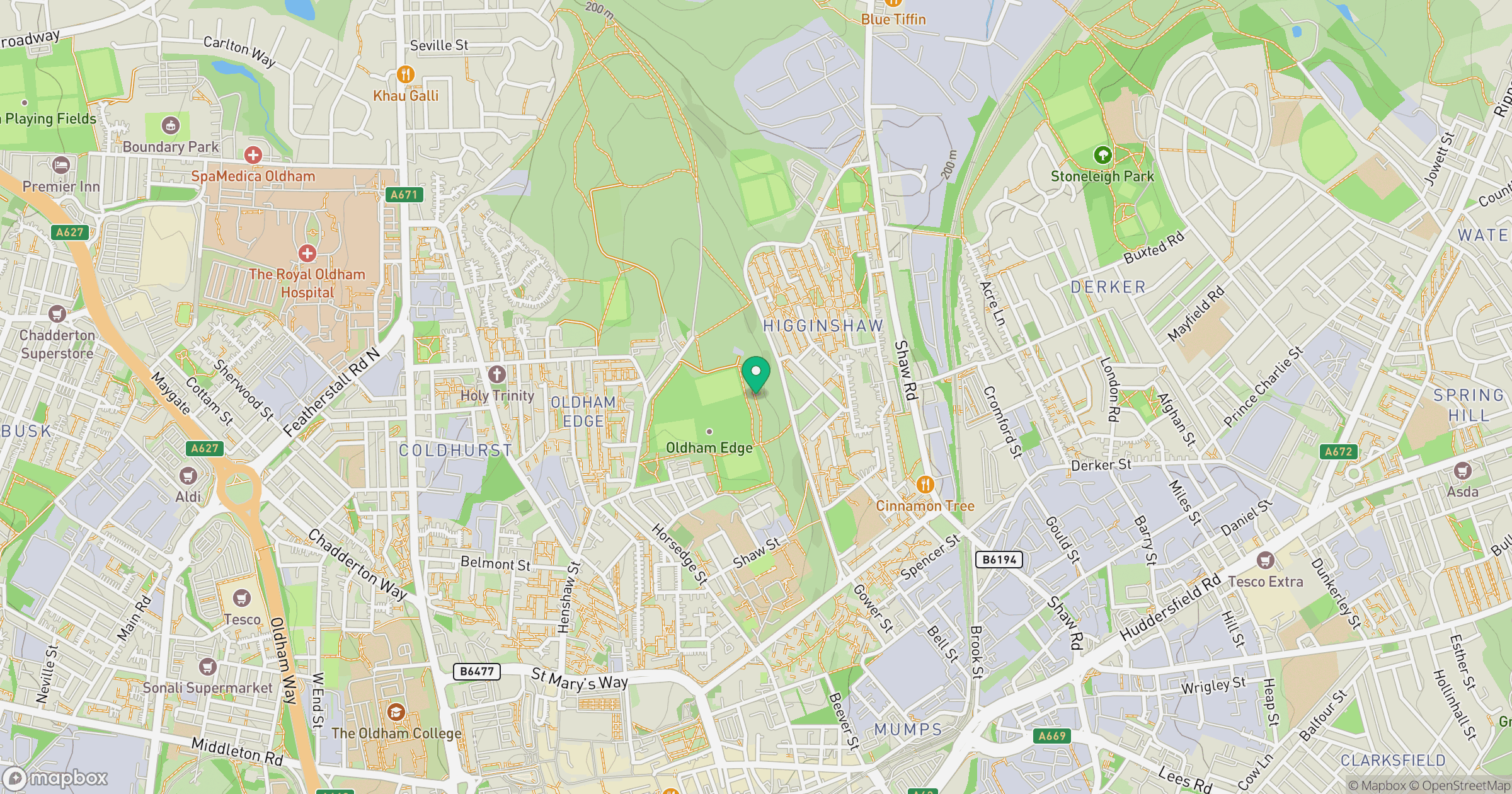 Oldham Edge location map