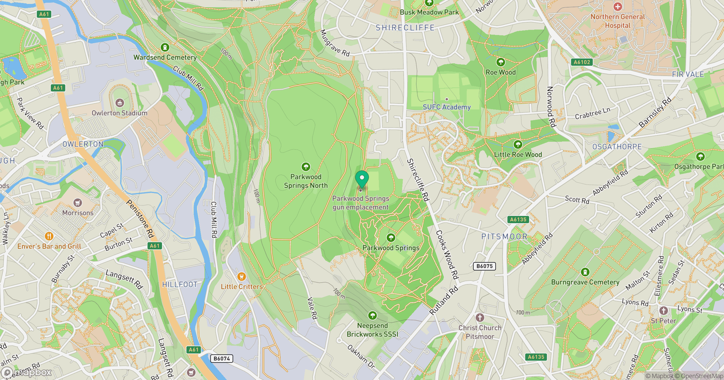 Parkwood Springs location map