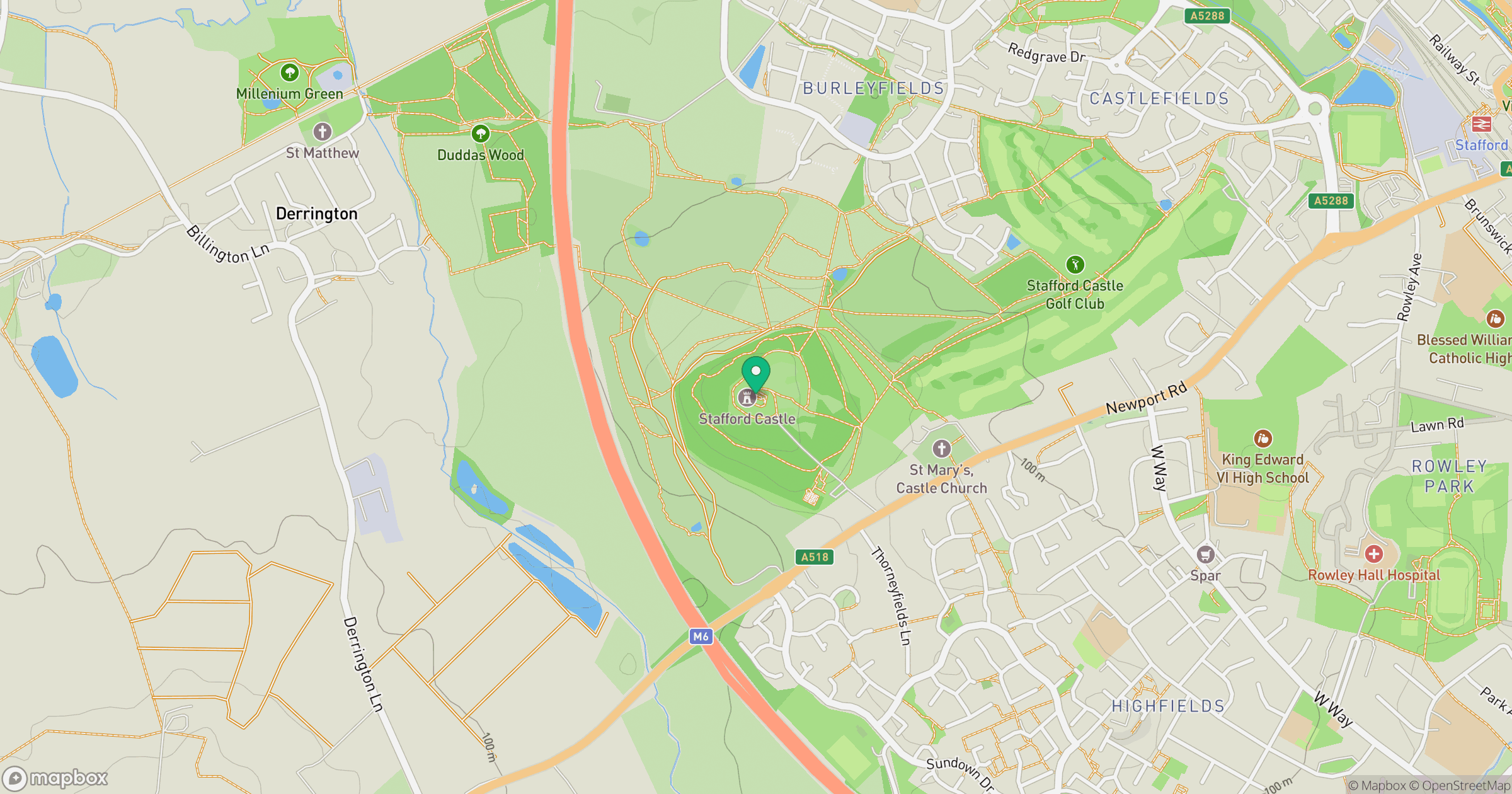 Stafford Castle location map