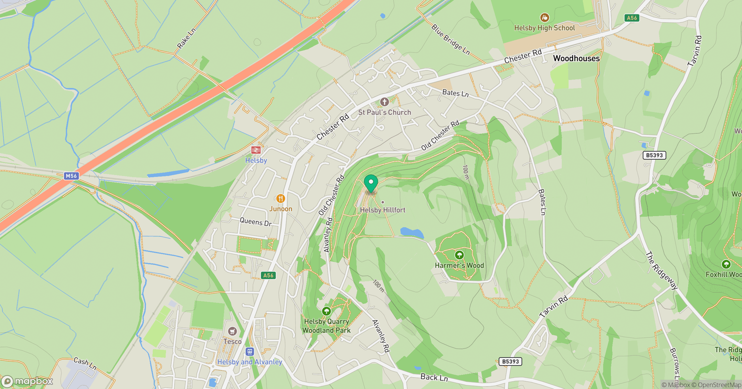 Helsby Hill location map