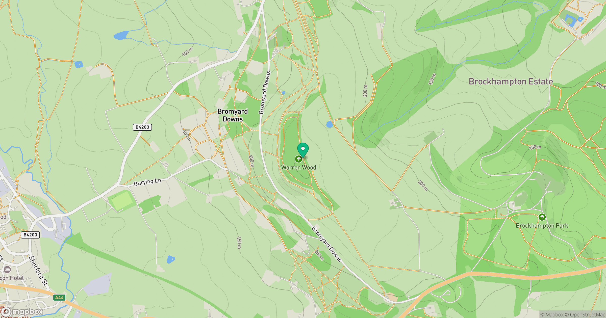 Bromyard Downs location map