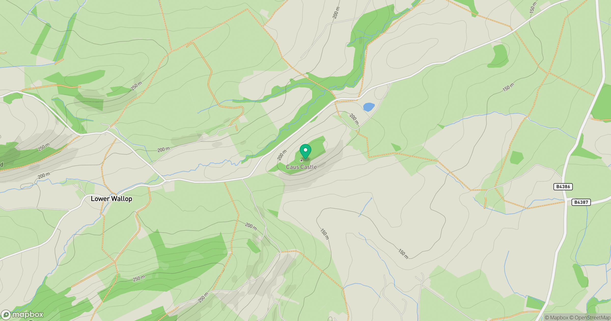 Caus Castle location map
