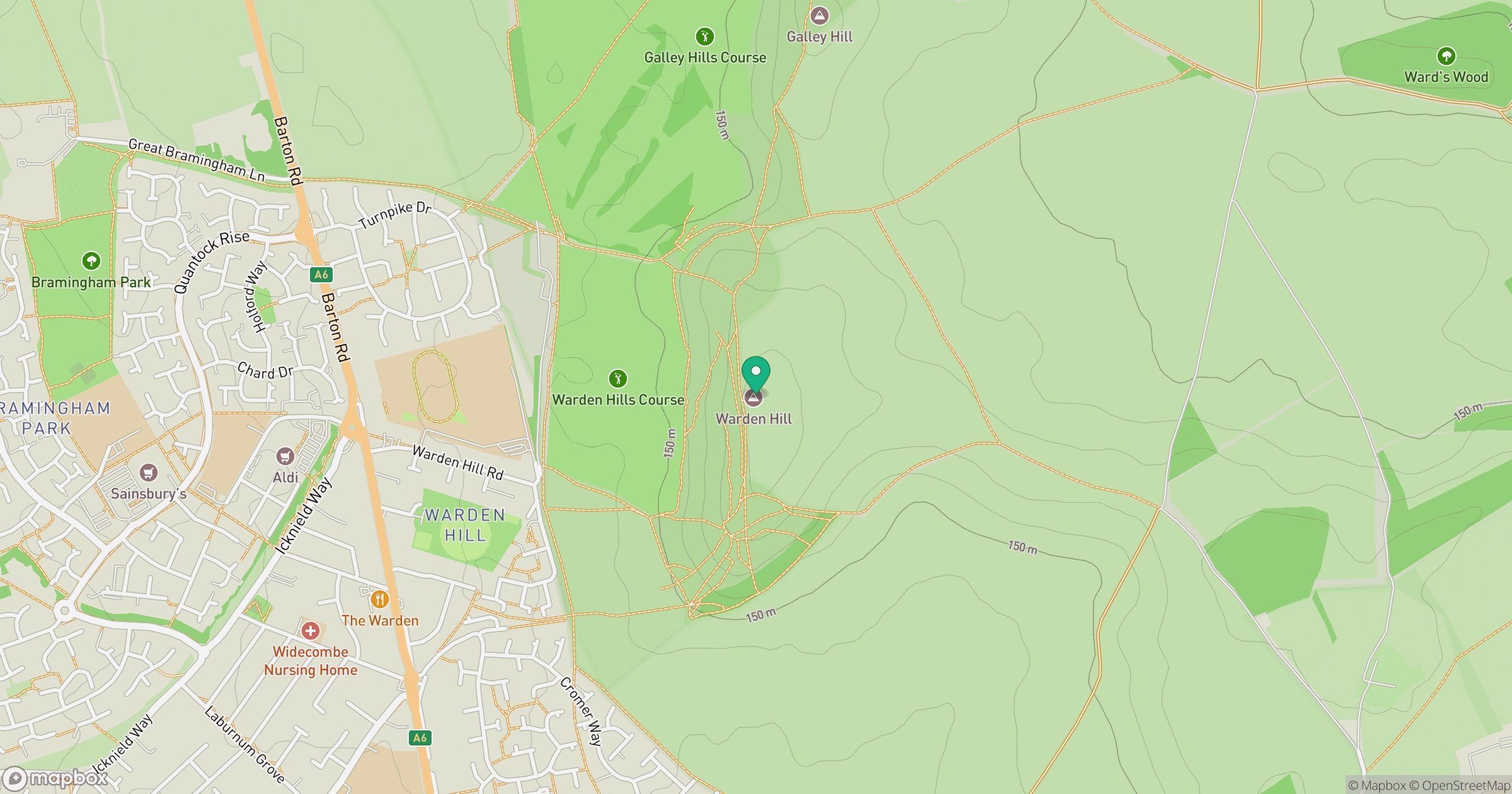 Warden Hill location map