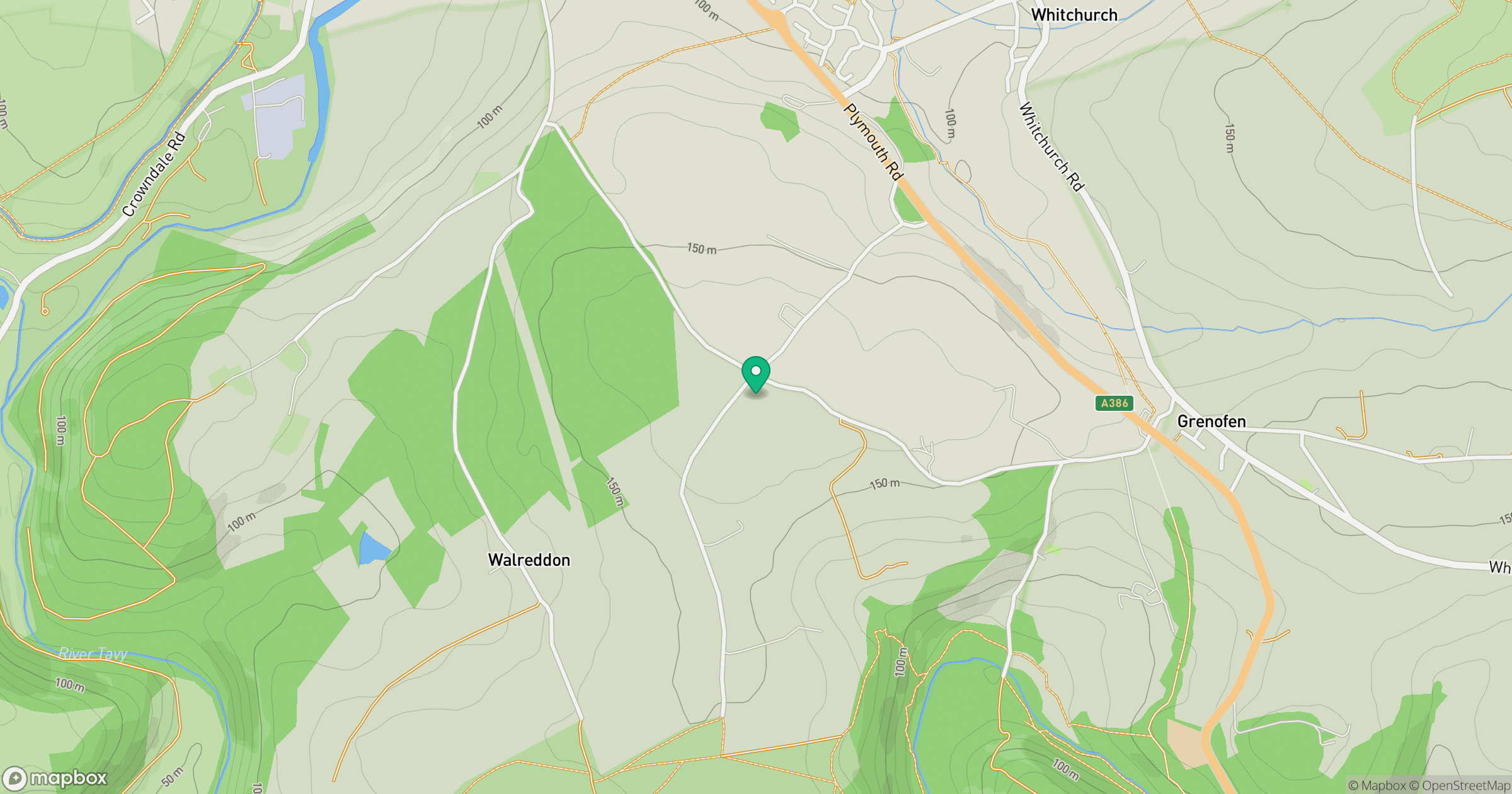 Walreddon Hill location map