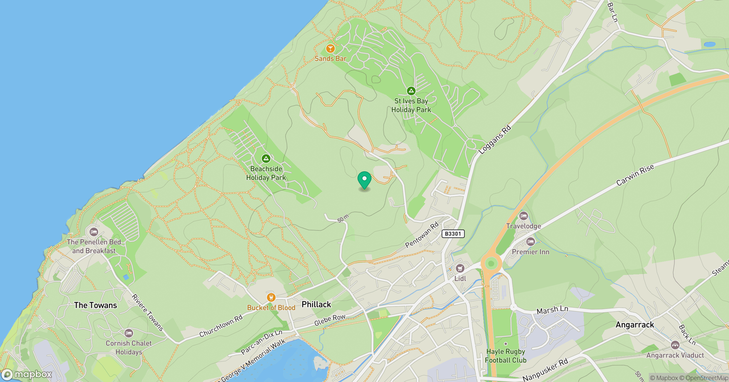 St Ives Bay Sands location map