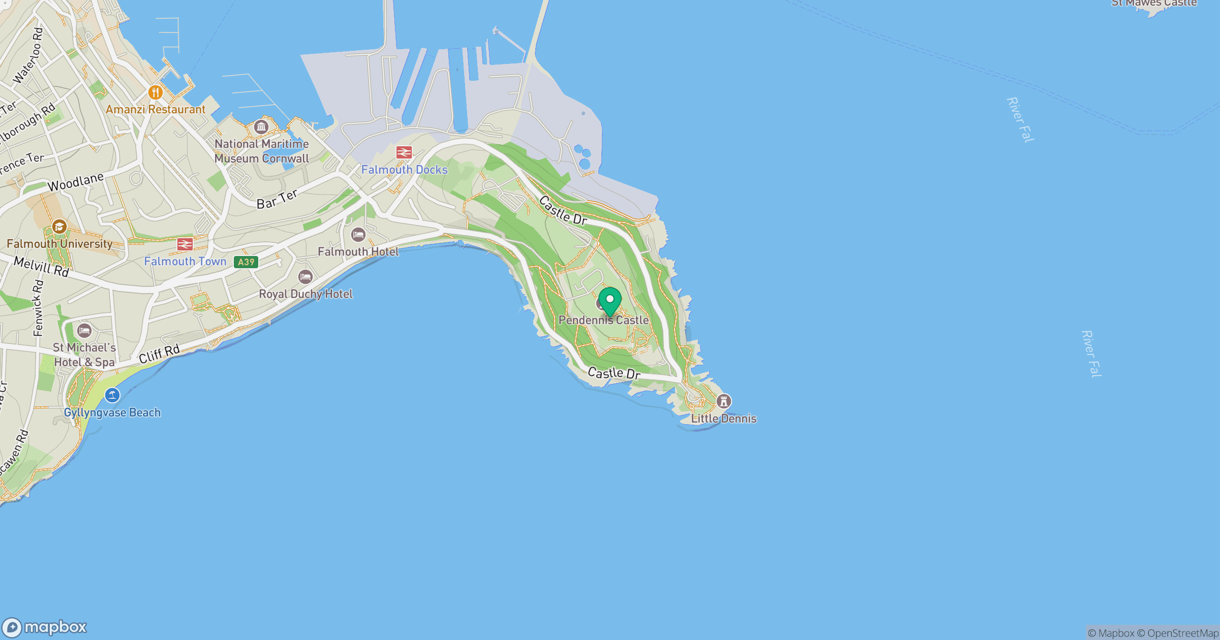 Pendennis Castle location map