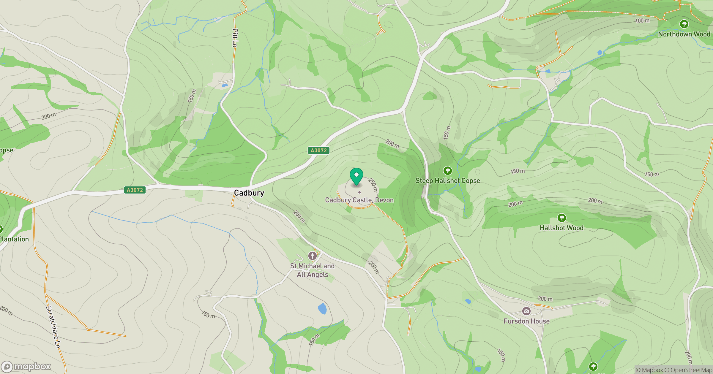 Cadbury Castle location map