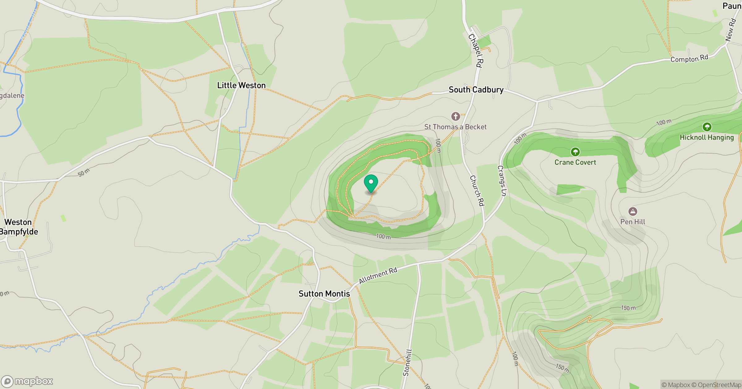 Cadbury Castle location map