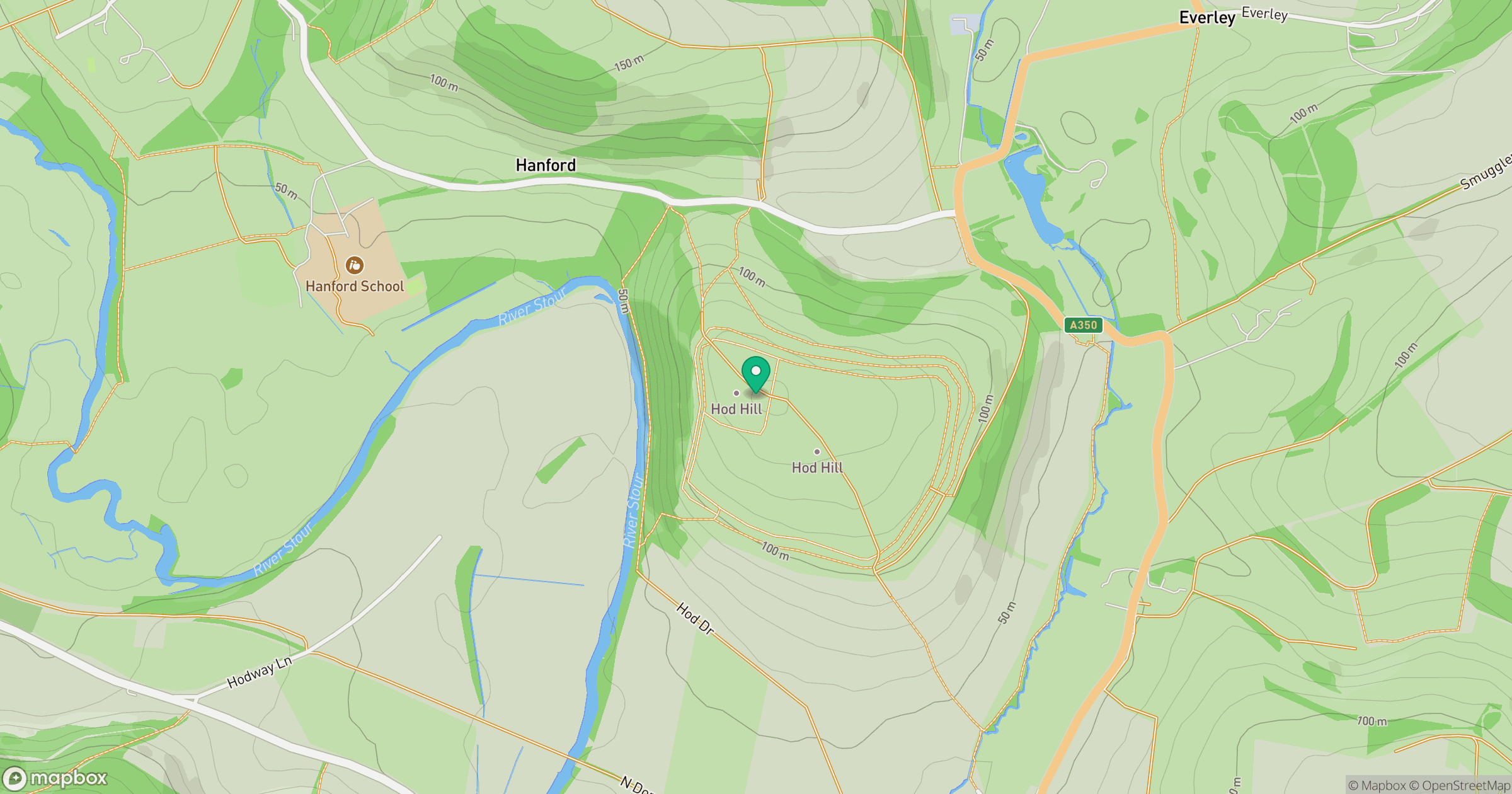 Hod Hill location map
