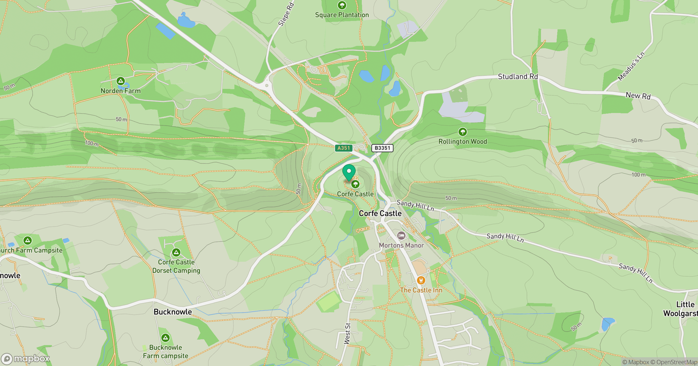 Corfe Castle location map