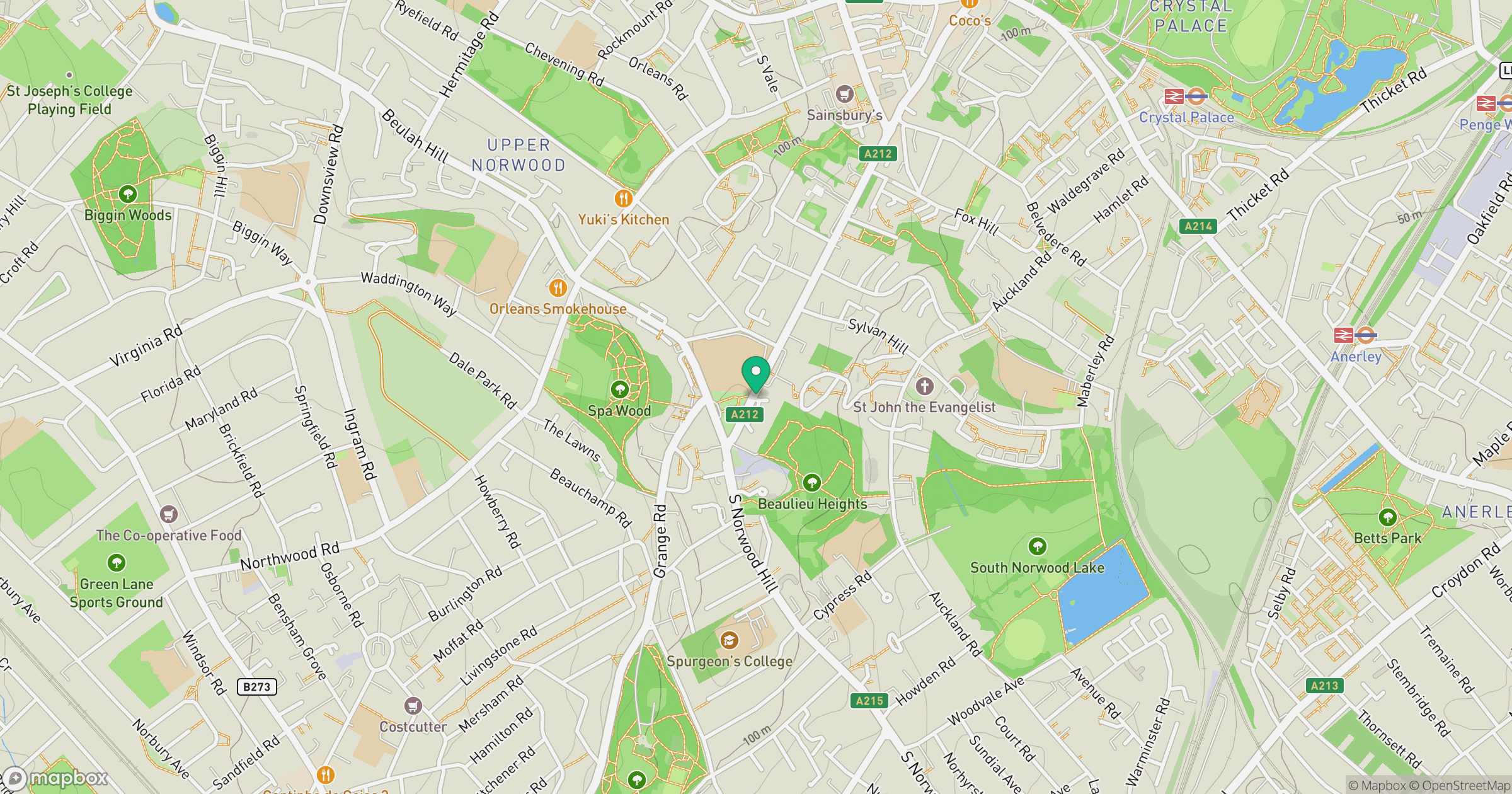 Crystal Palace location map