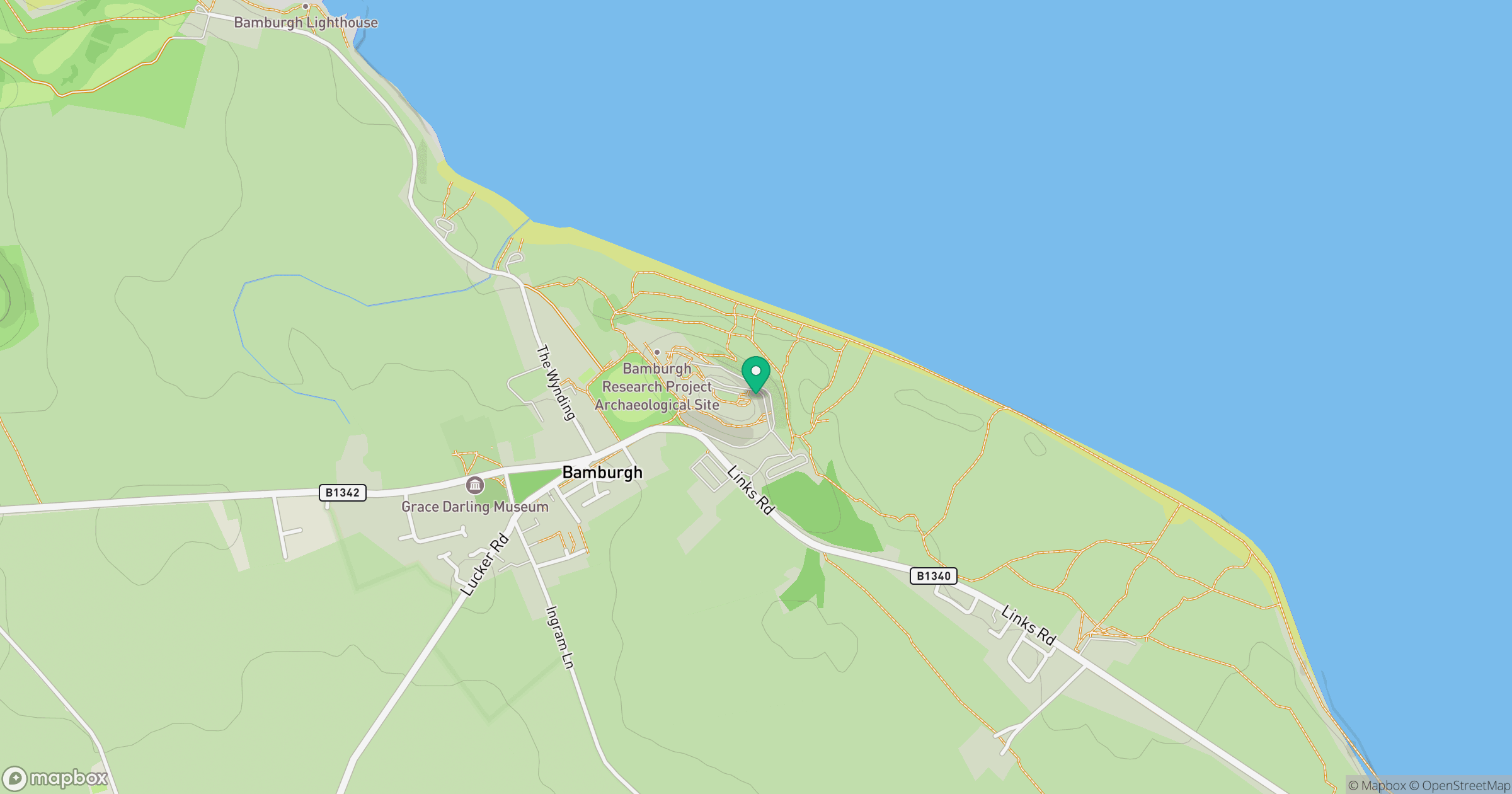 Bamburgh Castle Hill location map
