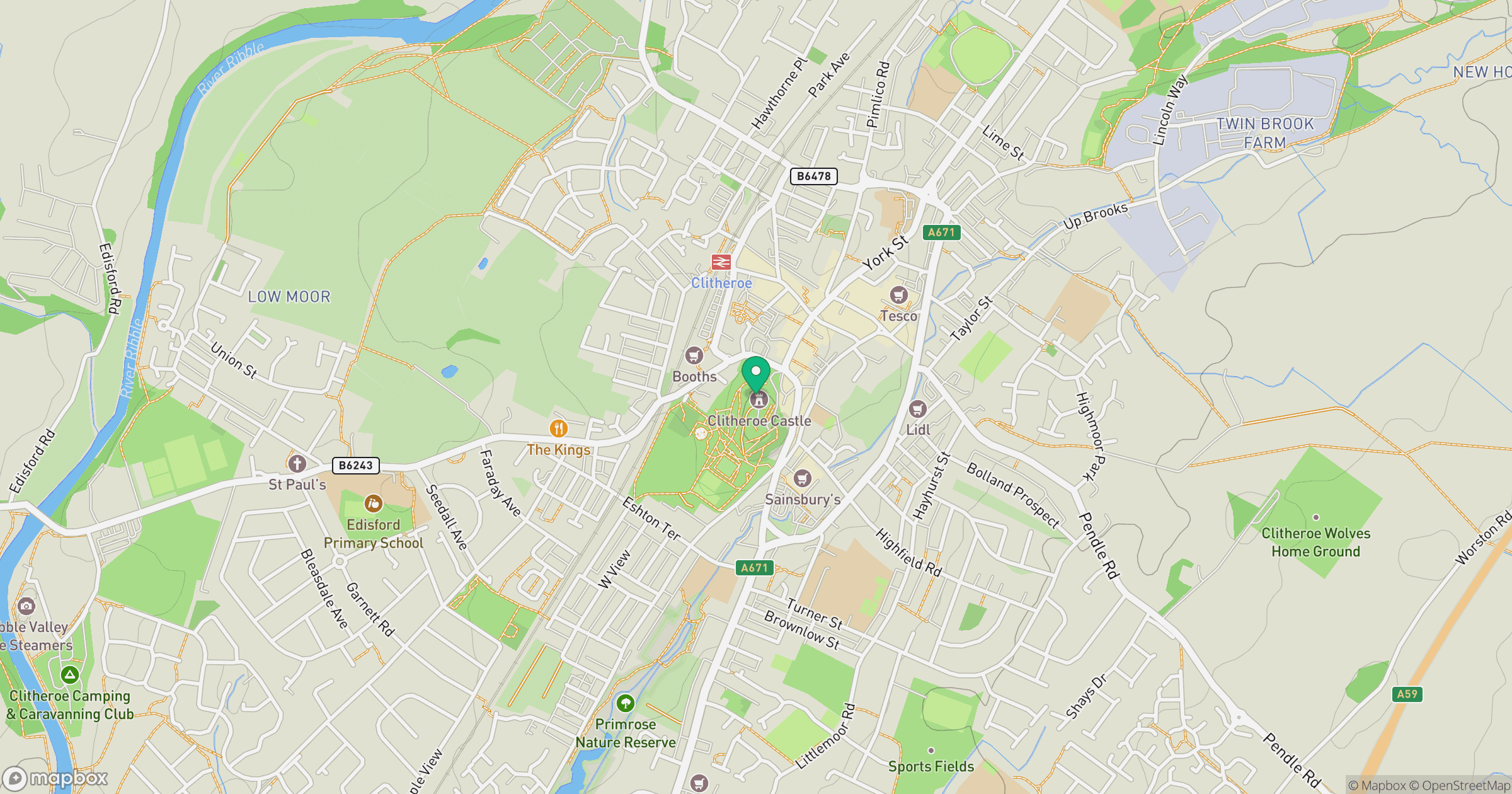 Clitheroe Castle Hill location map