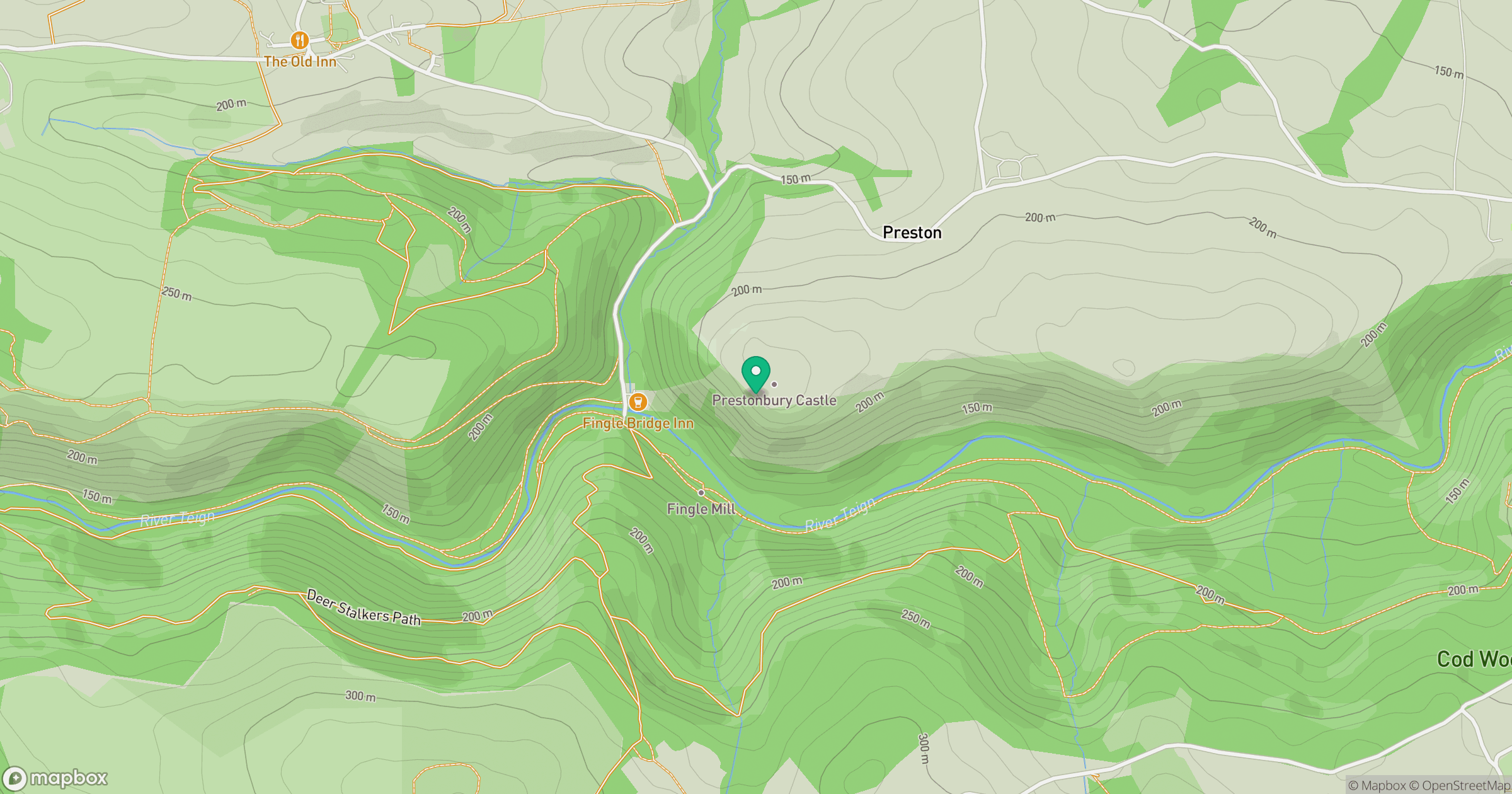 Prestonbury Castle location map