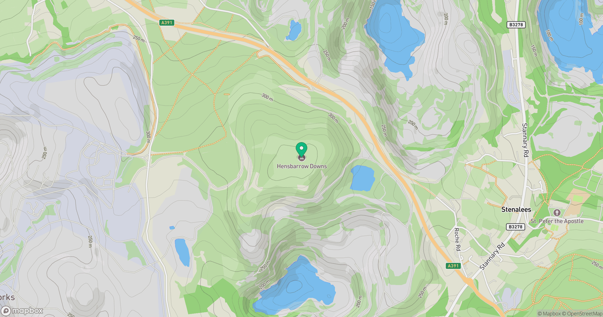 Hensbarrow Downs location map