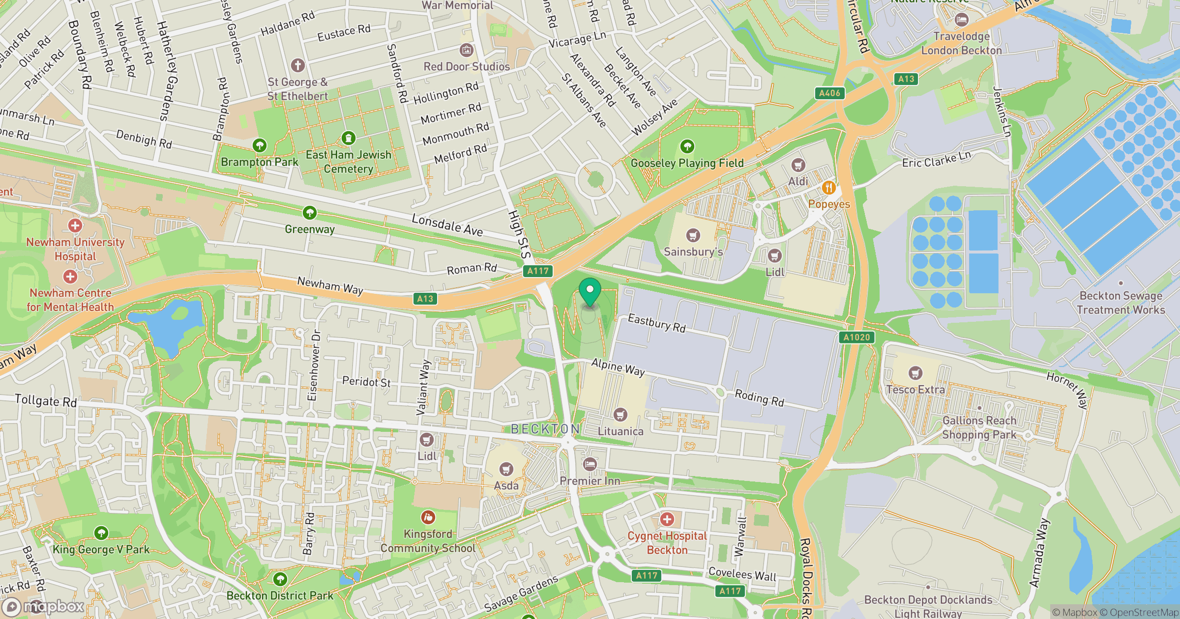 Beckton Alps location map