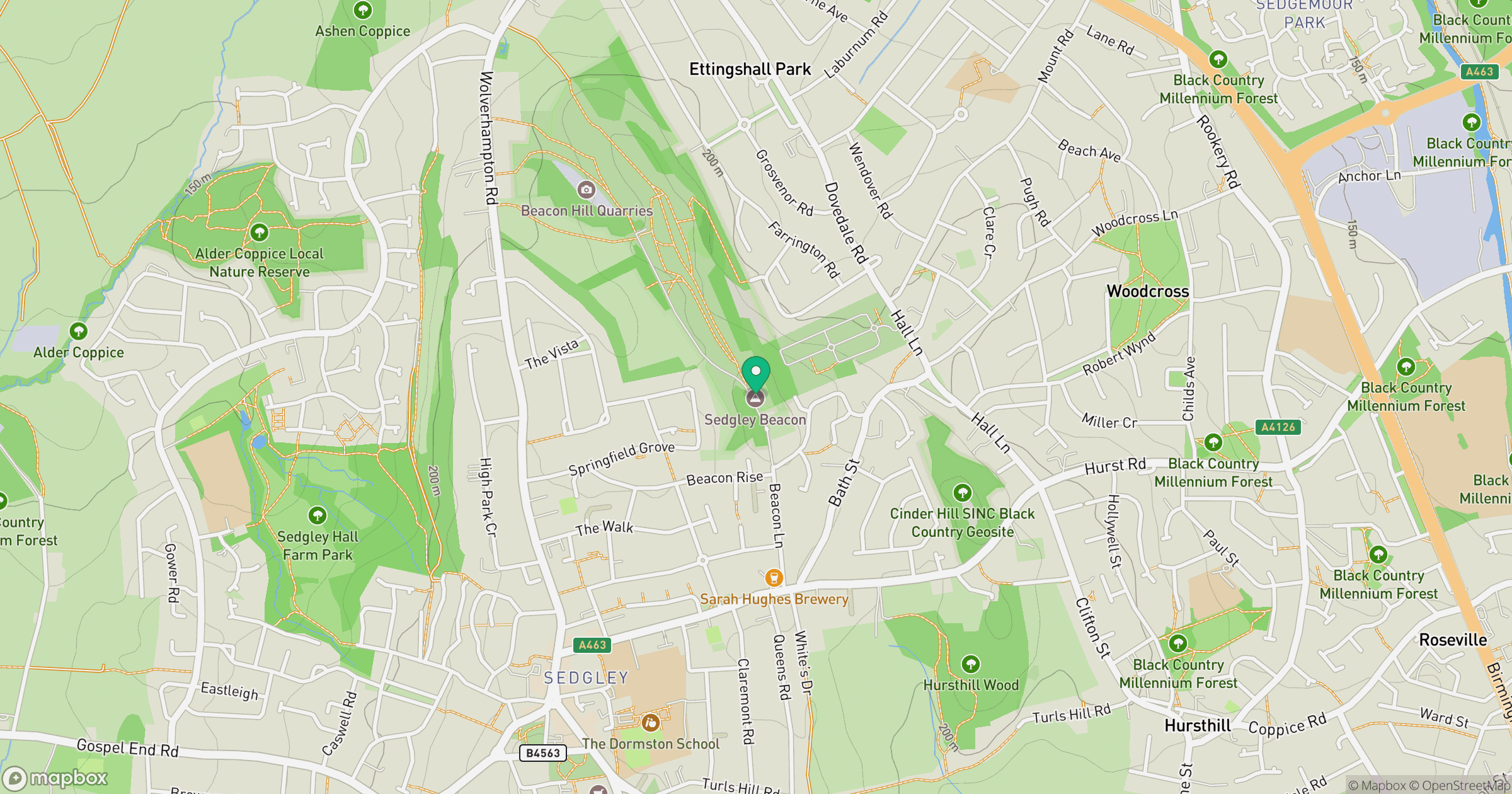 Sedgley Beacon location map