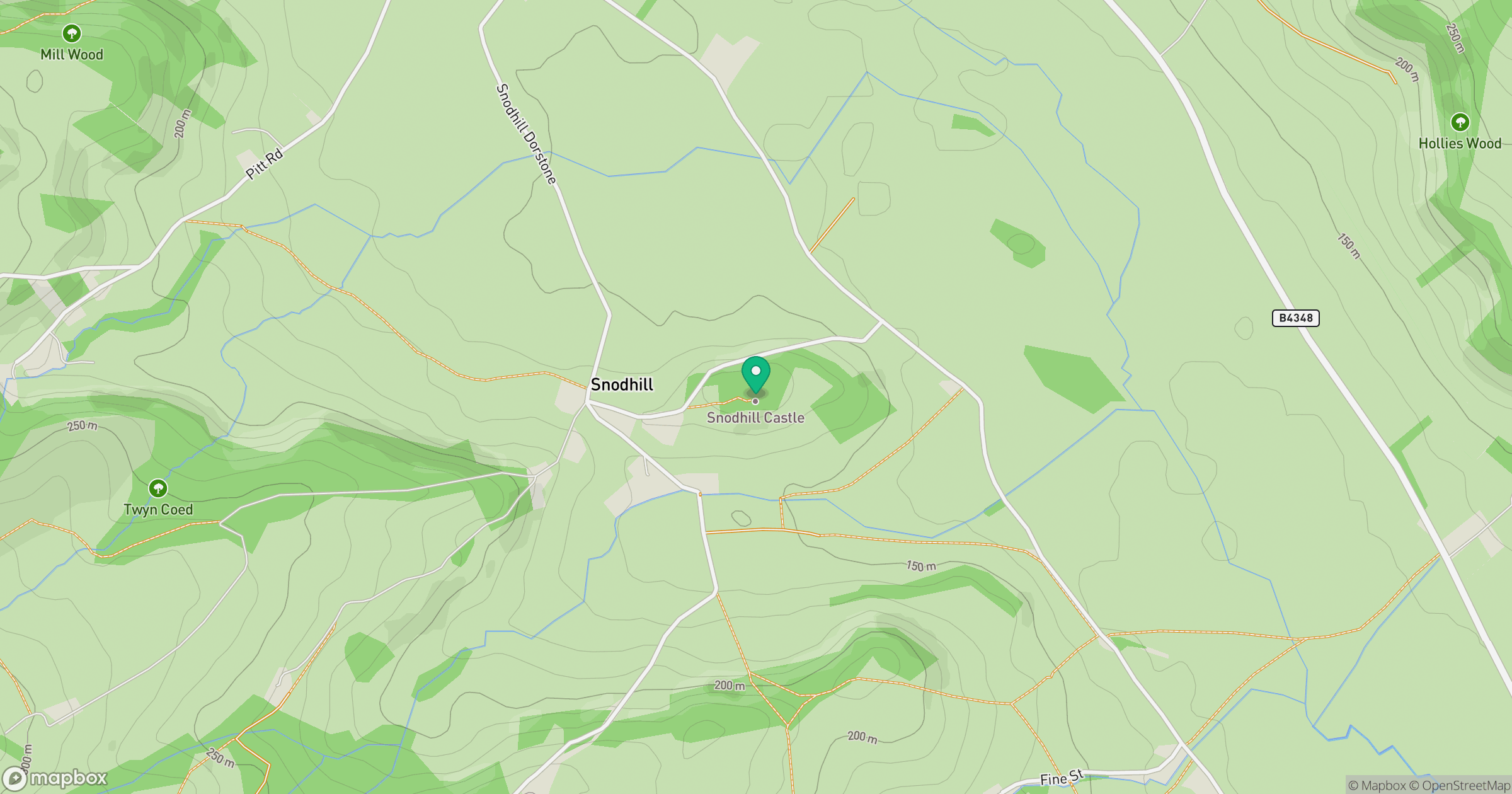 Snodhill Castle location map