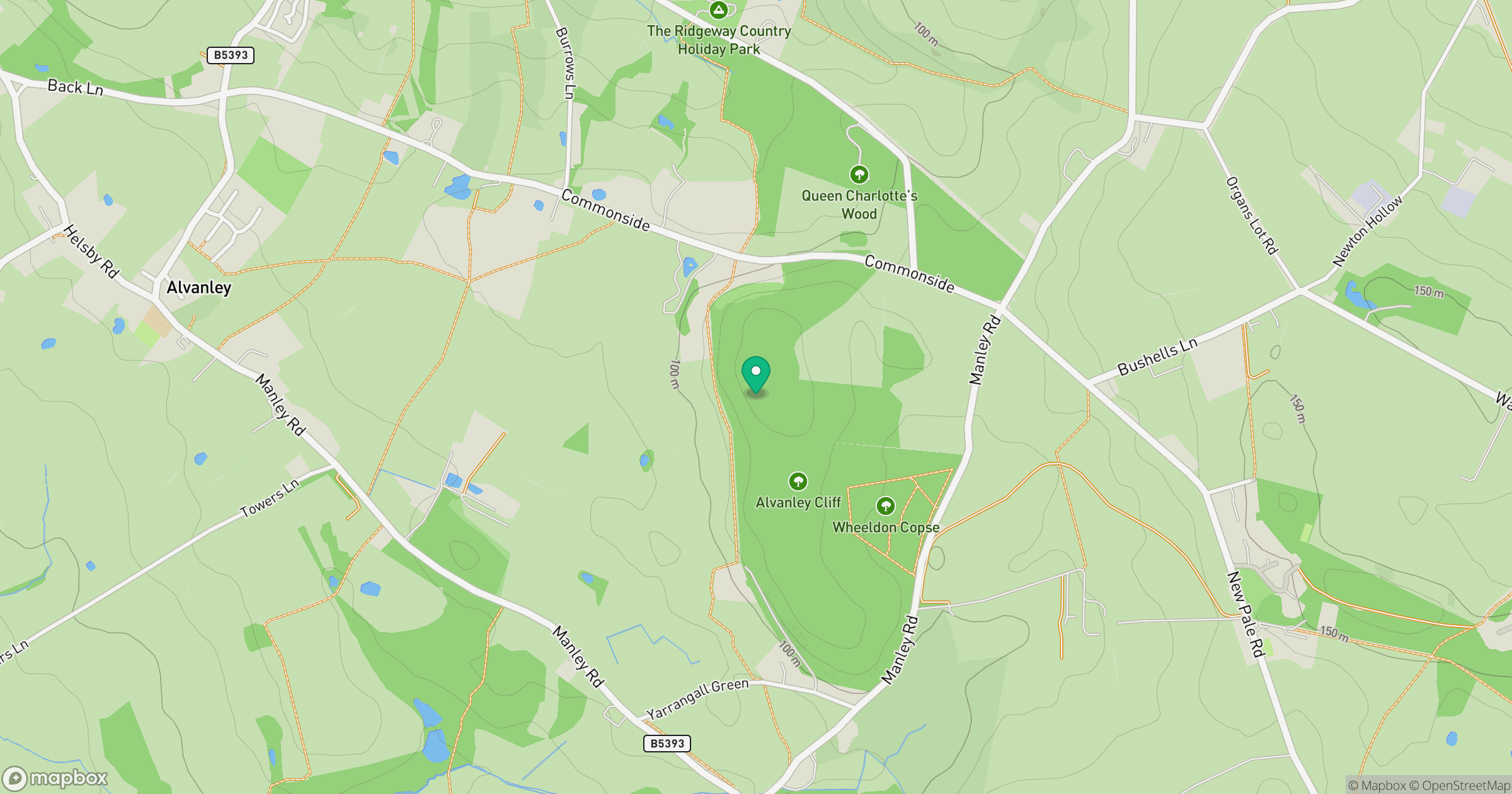 Alvanley Cliff location map