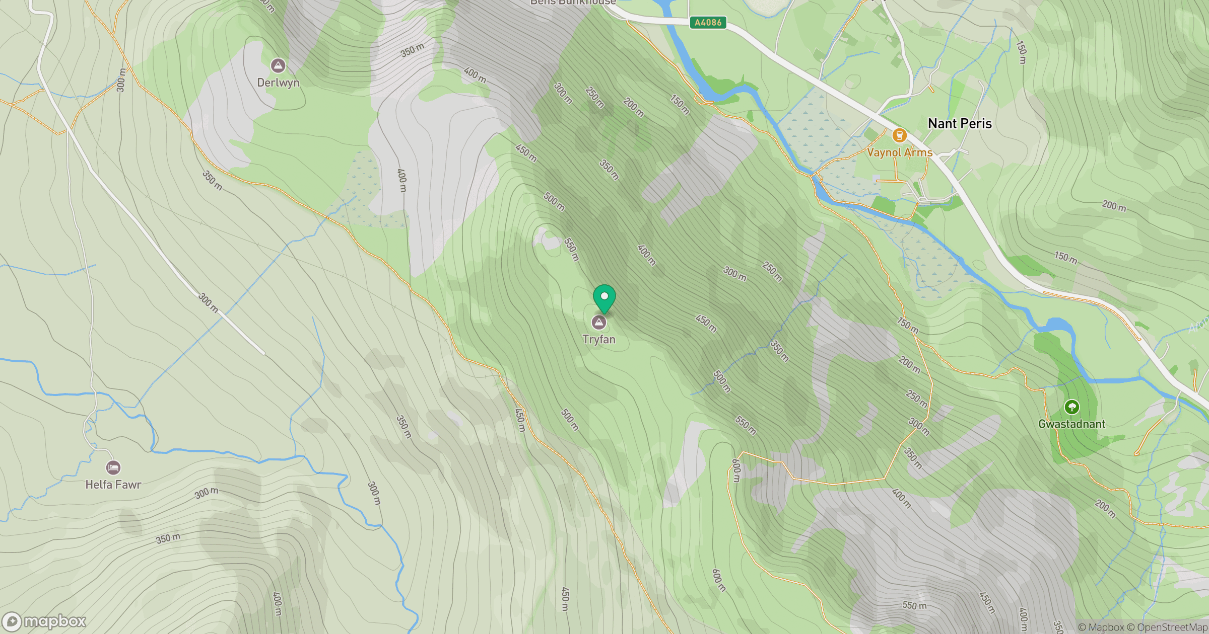 Tryfan location map