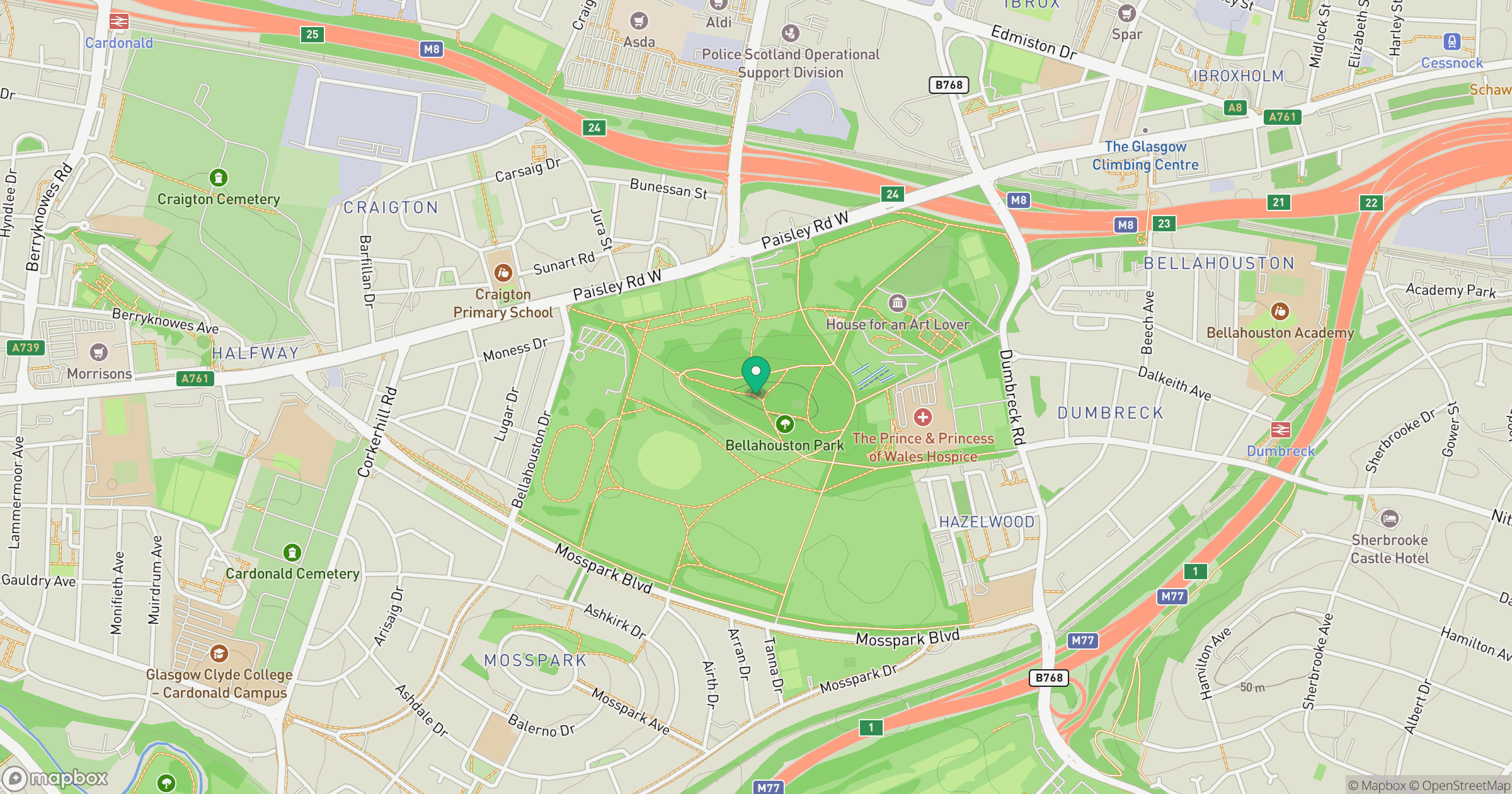 Bellahouston Park location map