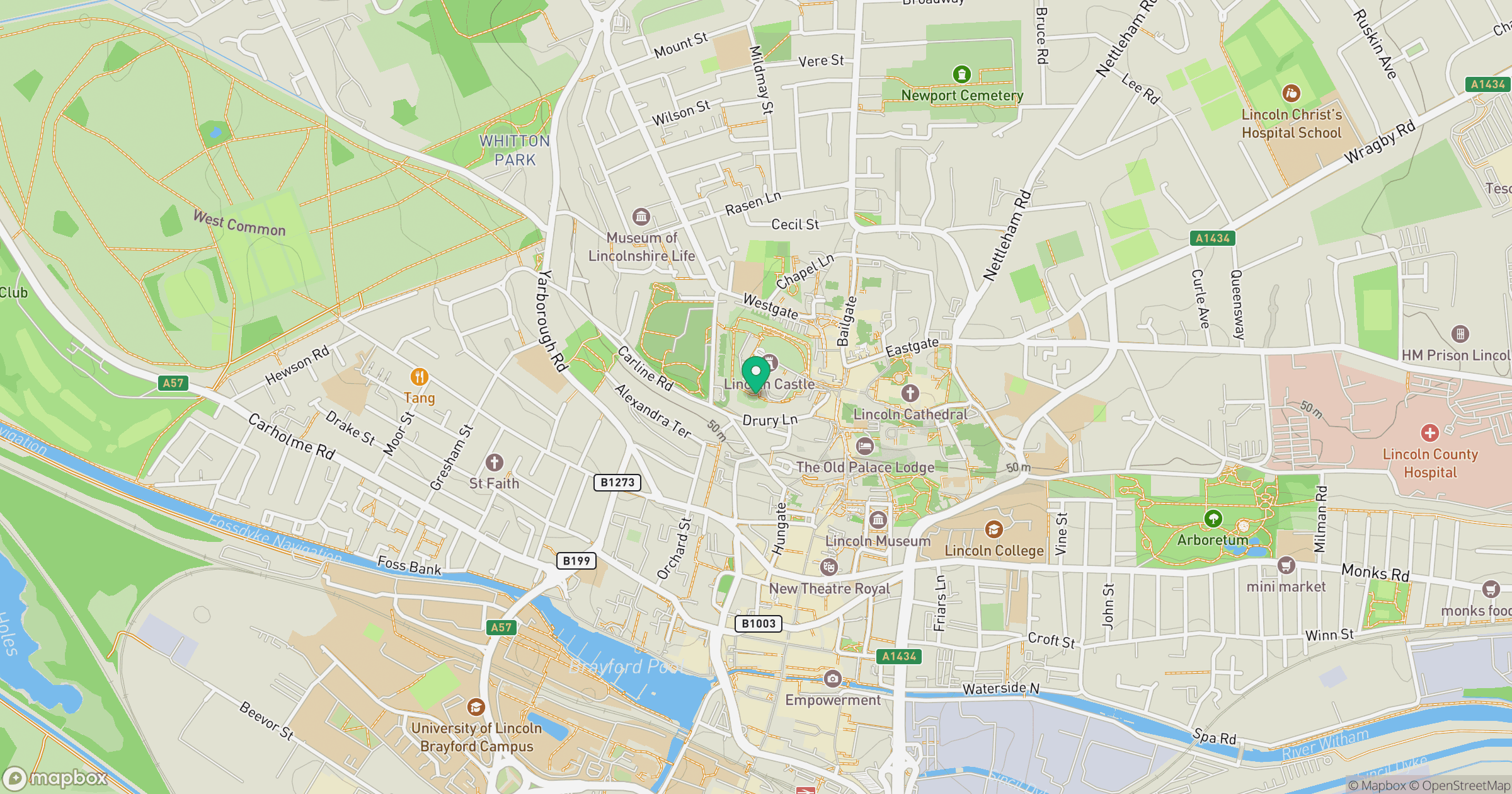 Lincoln Castle location map