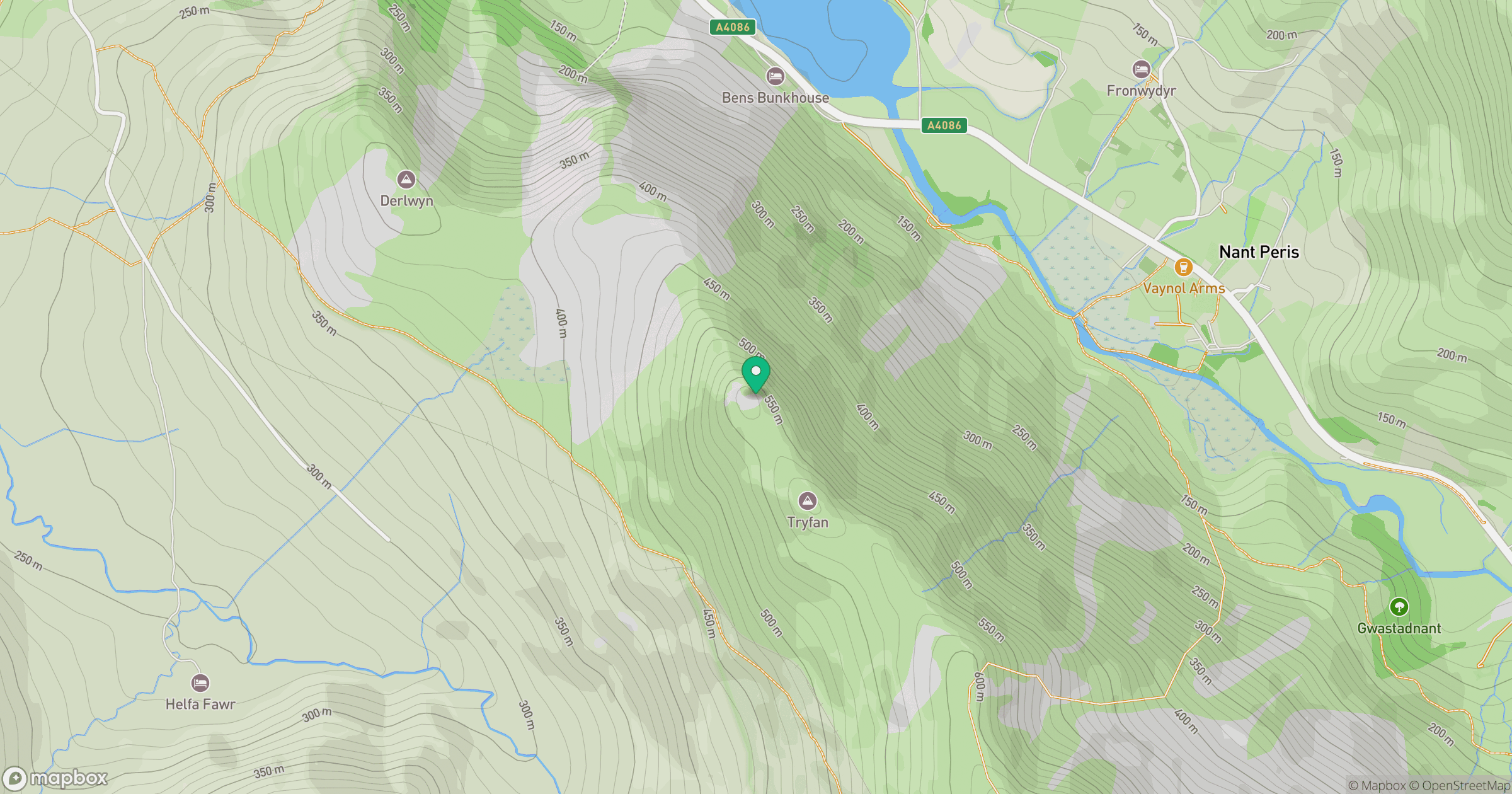 Tryfan North Top location map