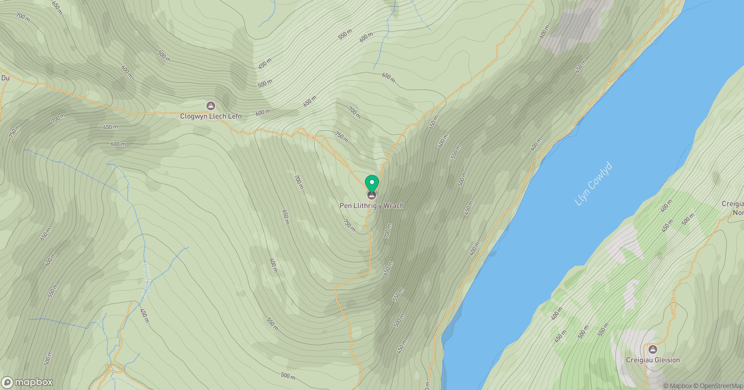 Pen Llithrig y Wrach location map