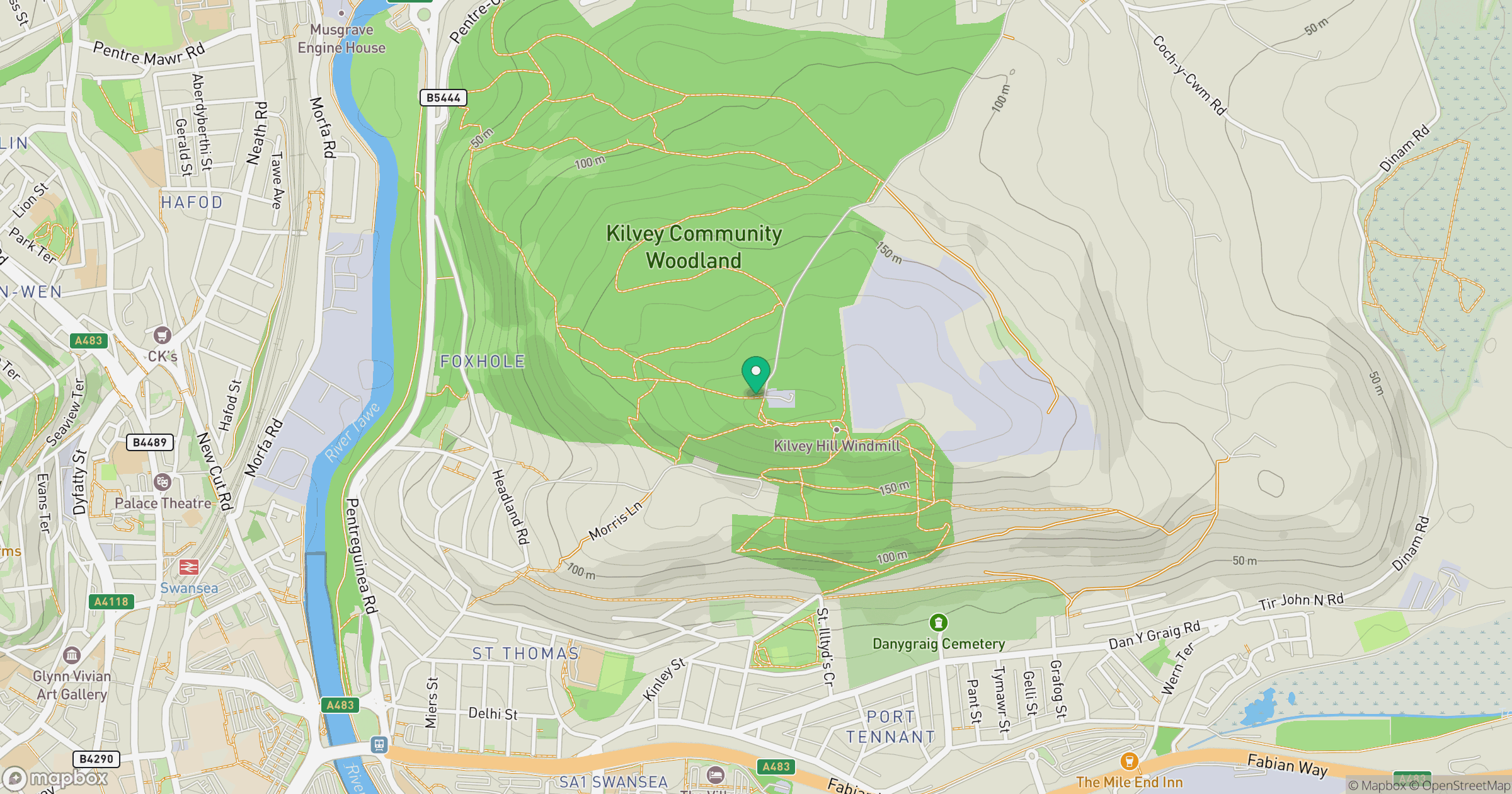 Kilvey Hill location map