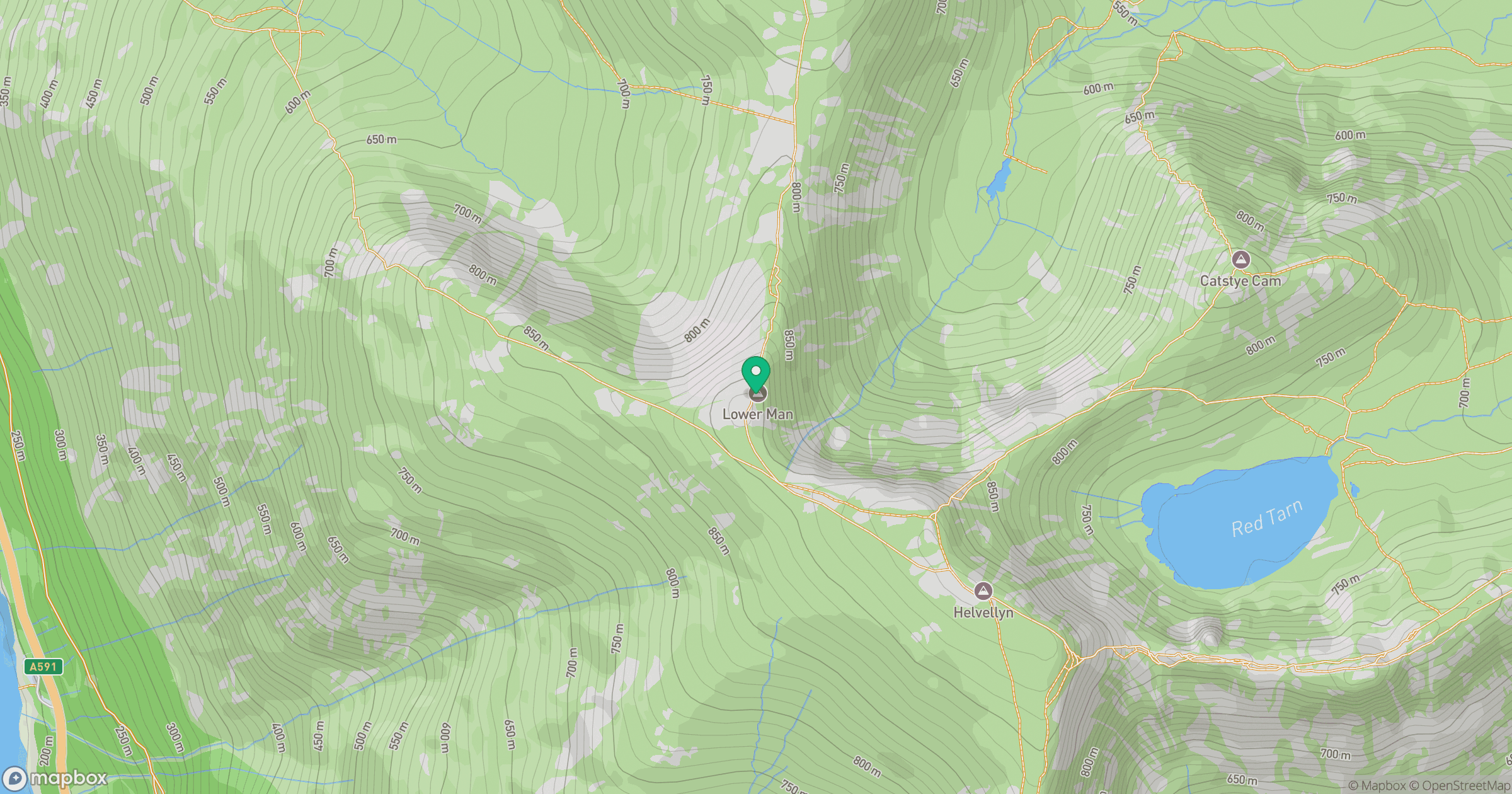 Helvellyn Lower Man location map