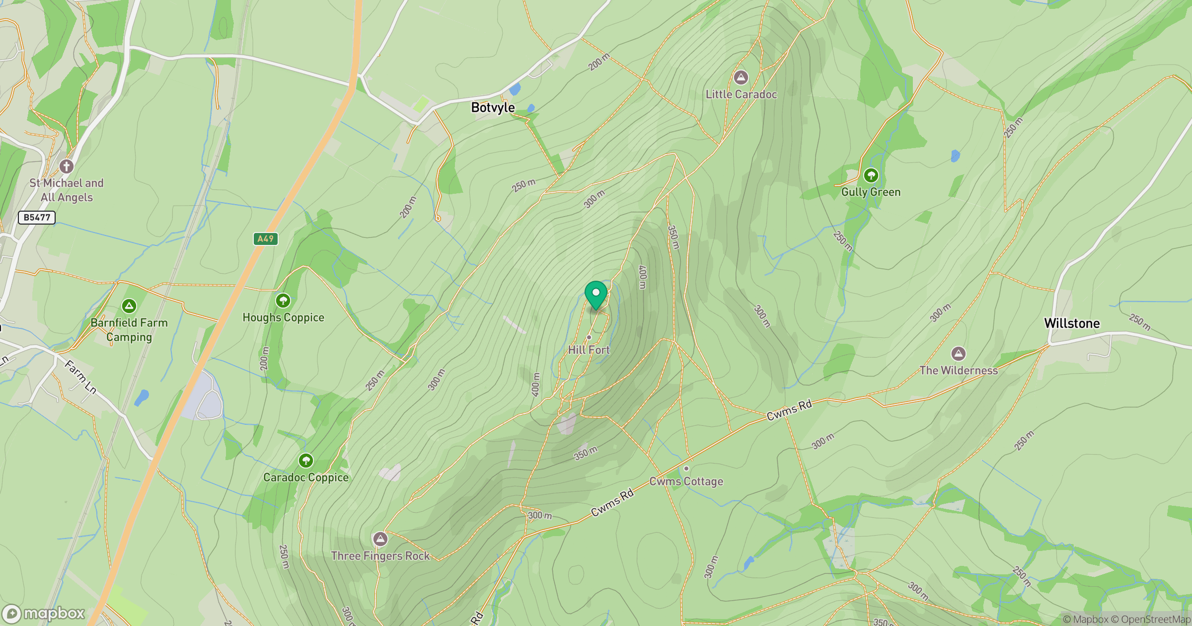 Caer Caradoc Hill location map
