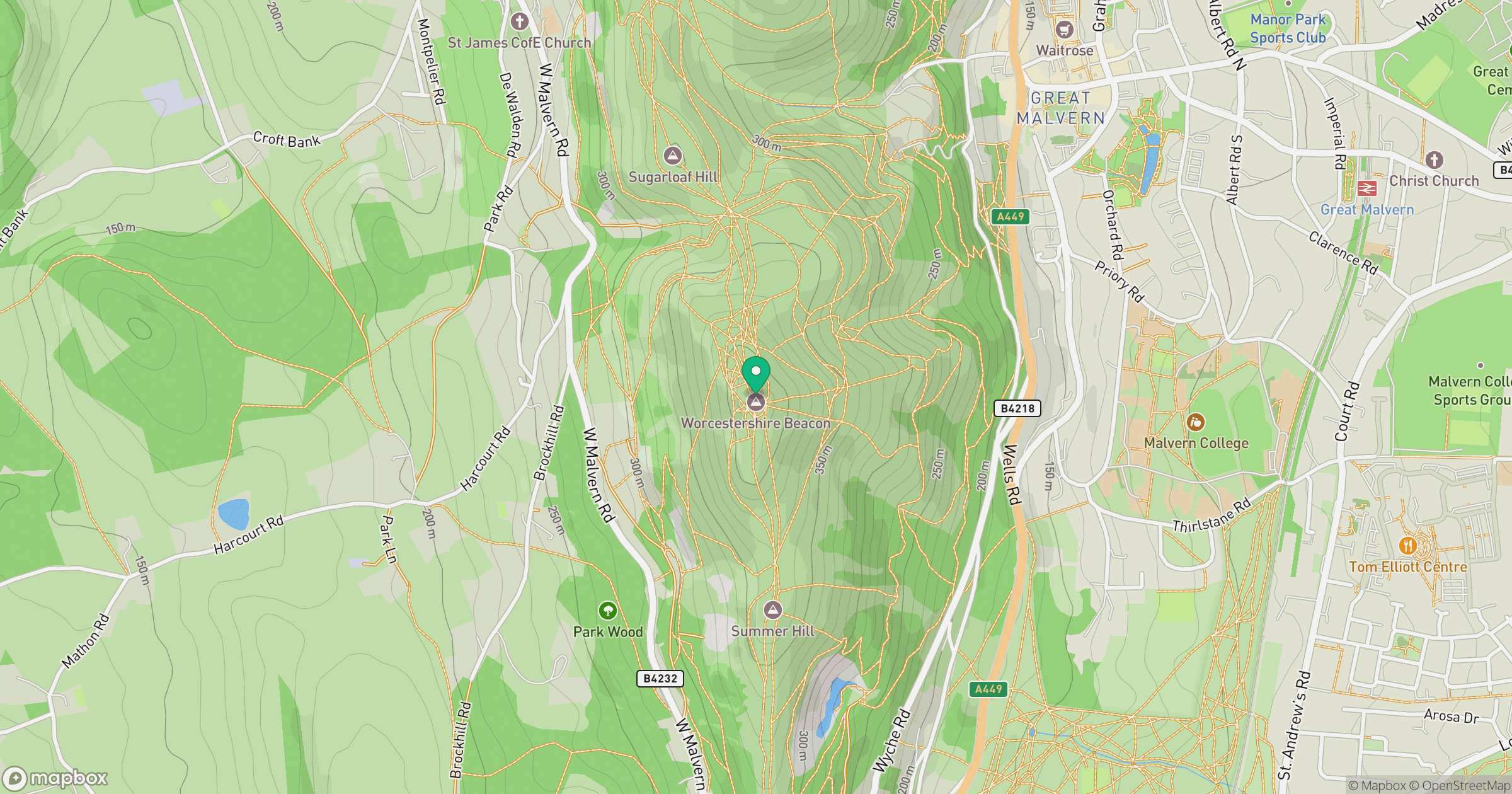 Worcestershire Beacon location map