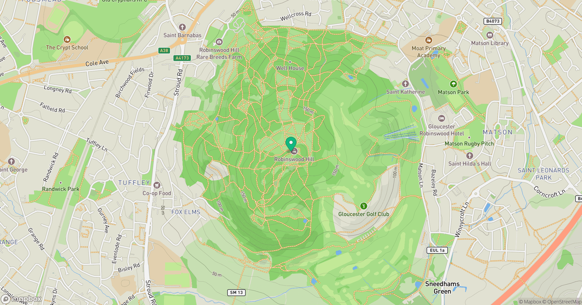 Robins Wood Hill location map