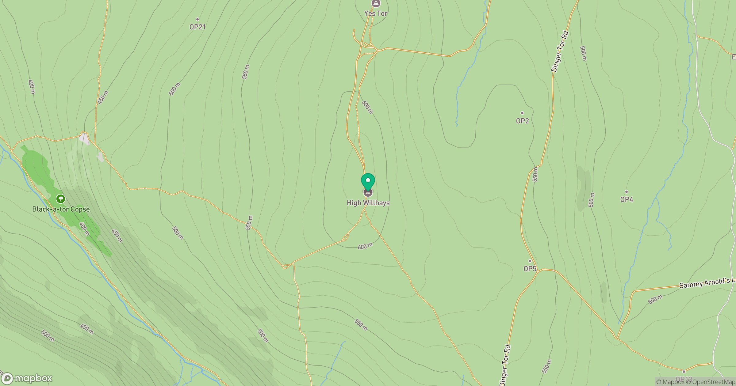 High Willhays location map