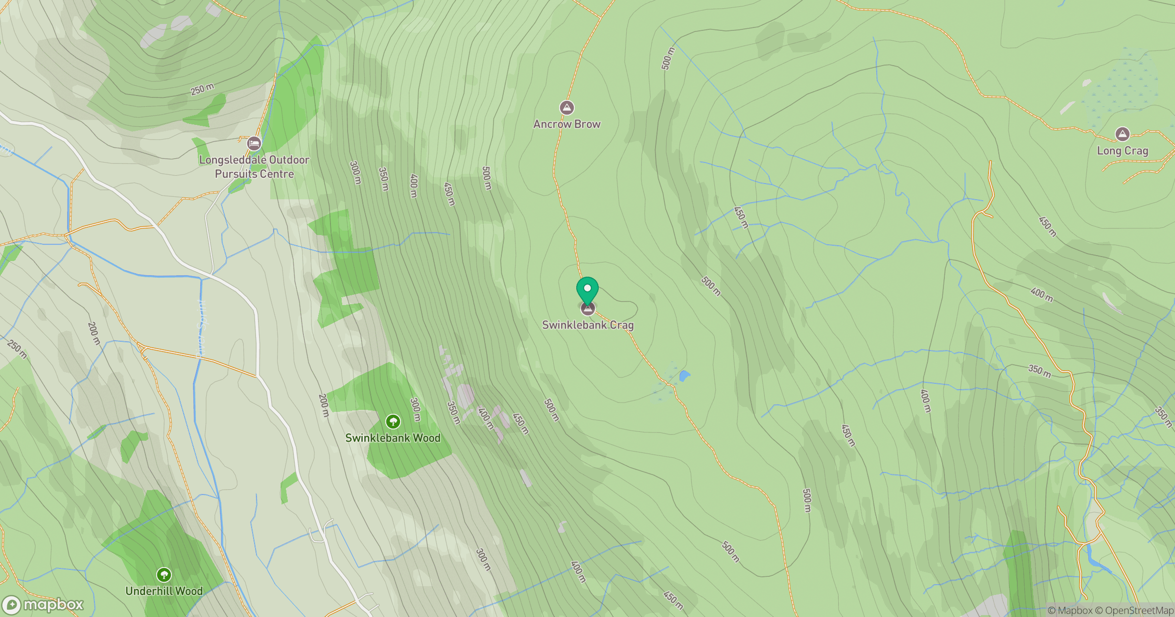 Swinklebank Crag [Ancrow Brow] [nameless (Bannisdale Horseshoe)] location map