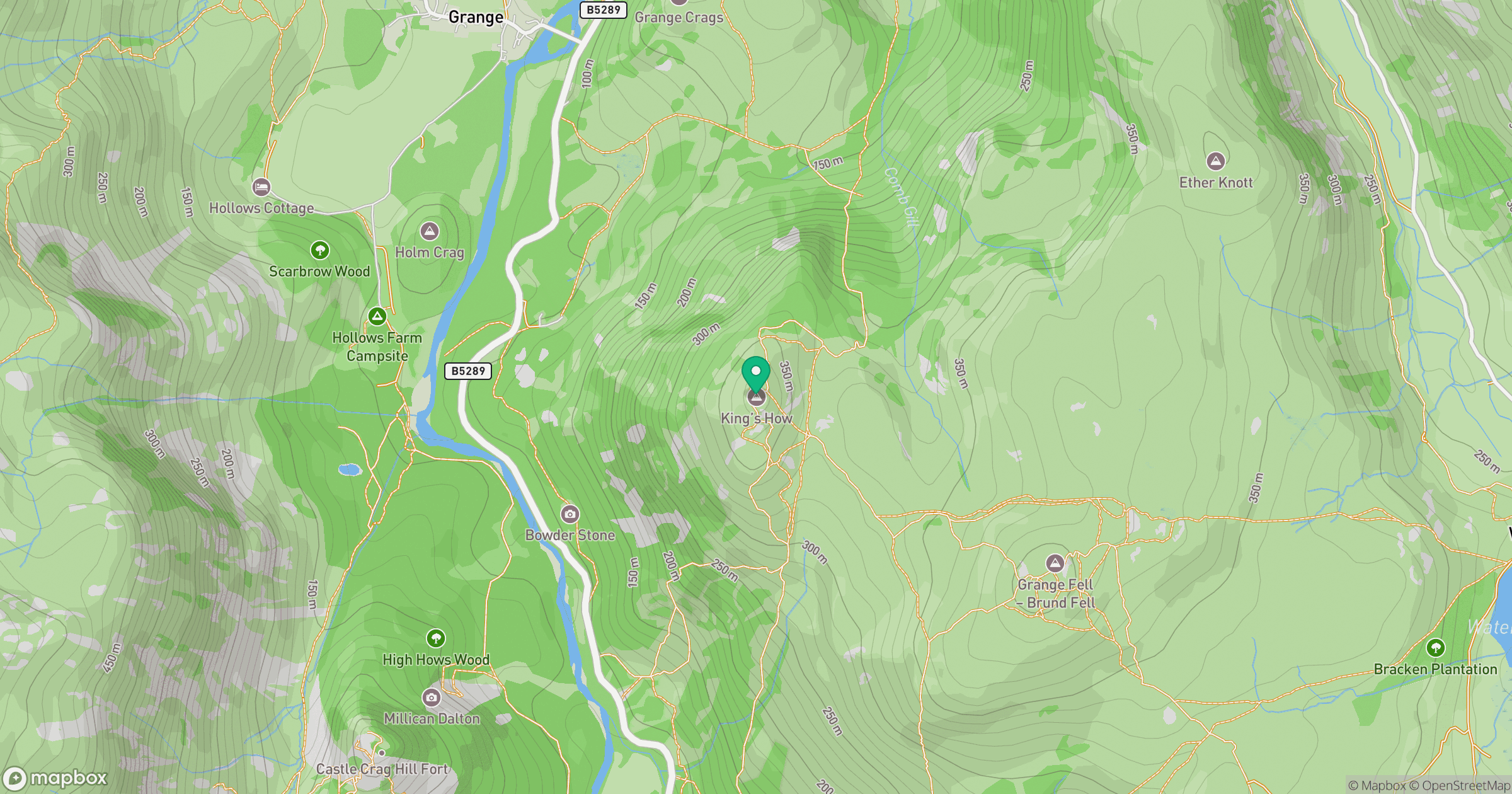 King's How - Grange Fell location map
