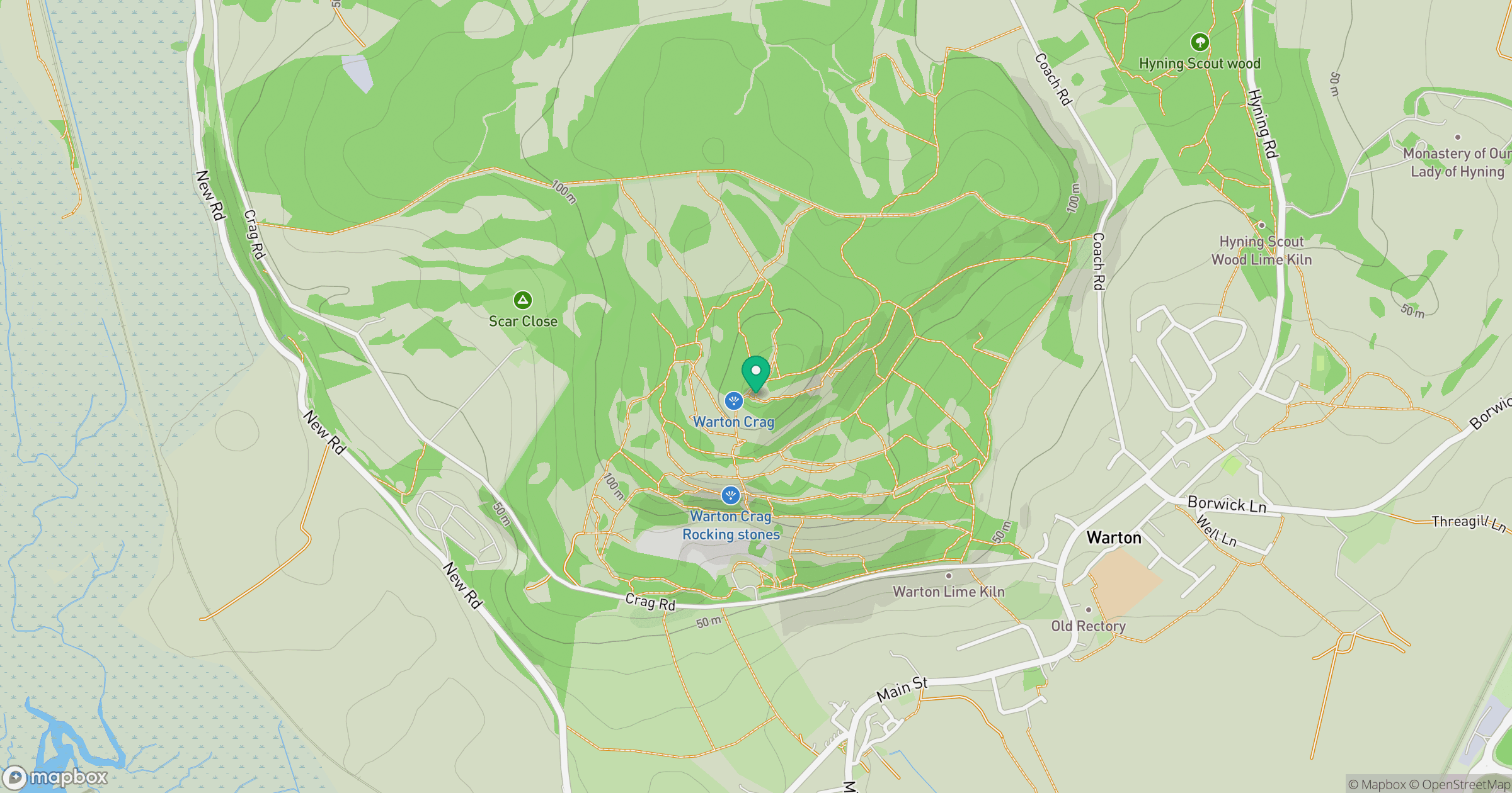 Warton Crag location map