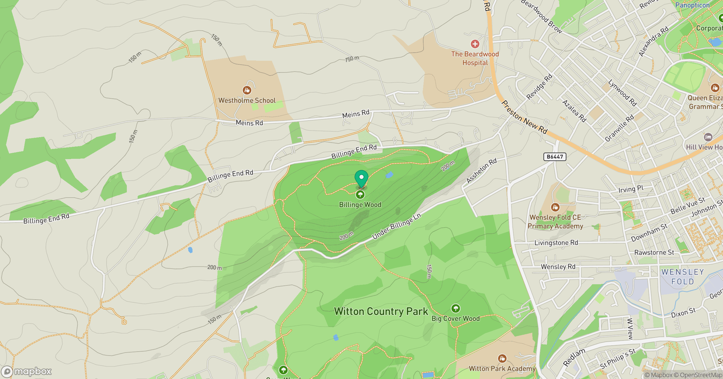 Billinge Hill location map