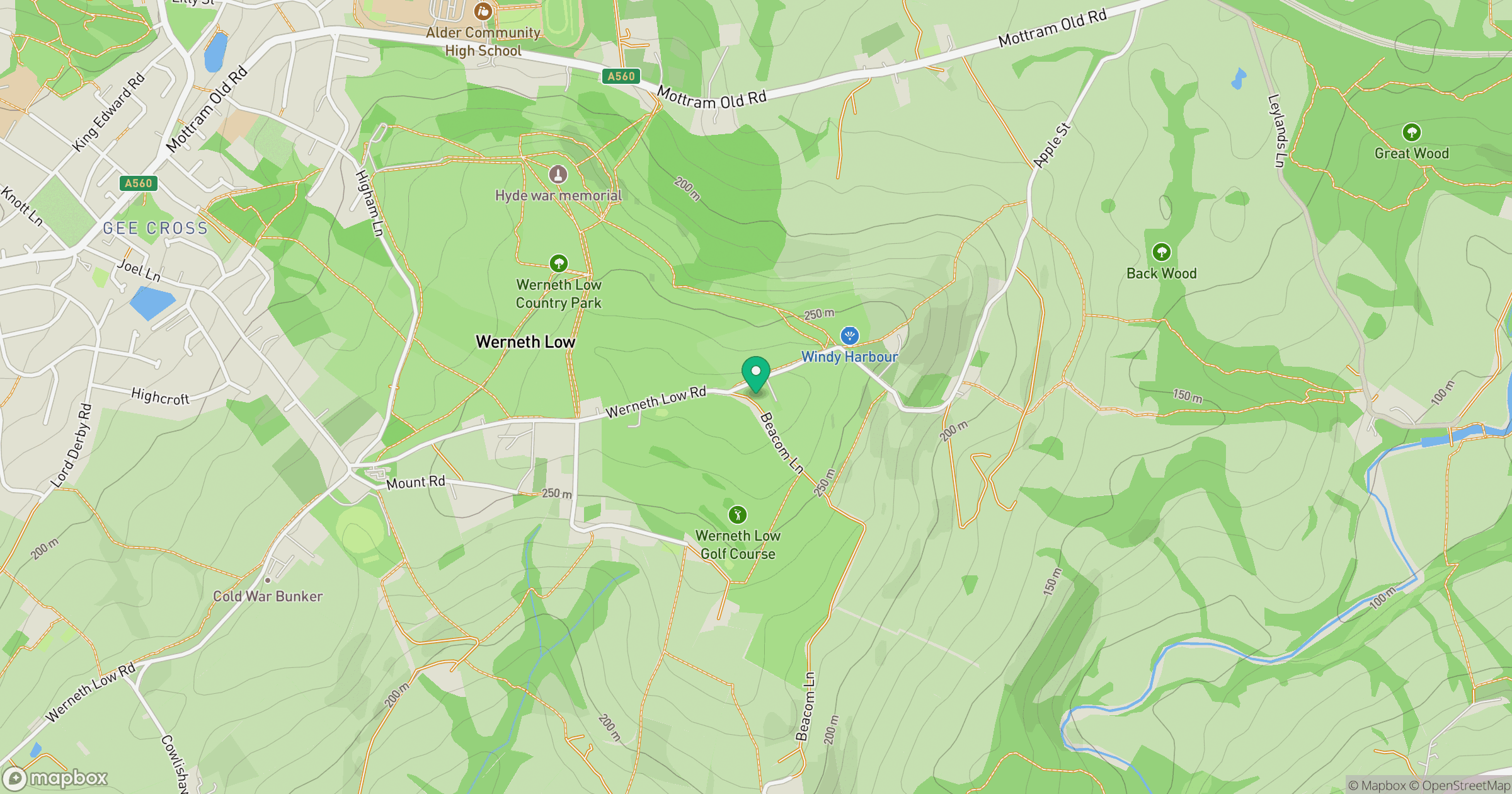 Idle Hill [Werneth Low] location map