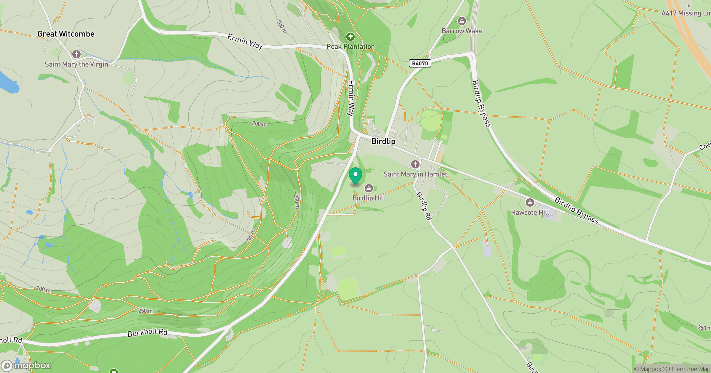 Birdlip Hill location map