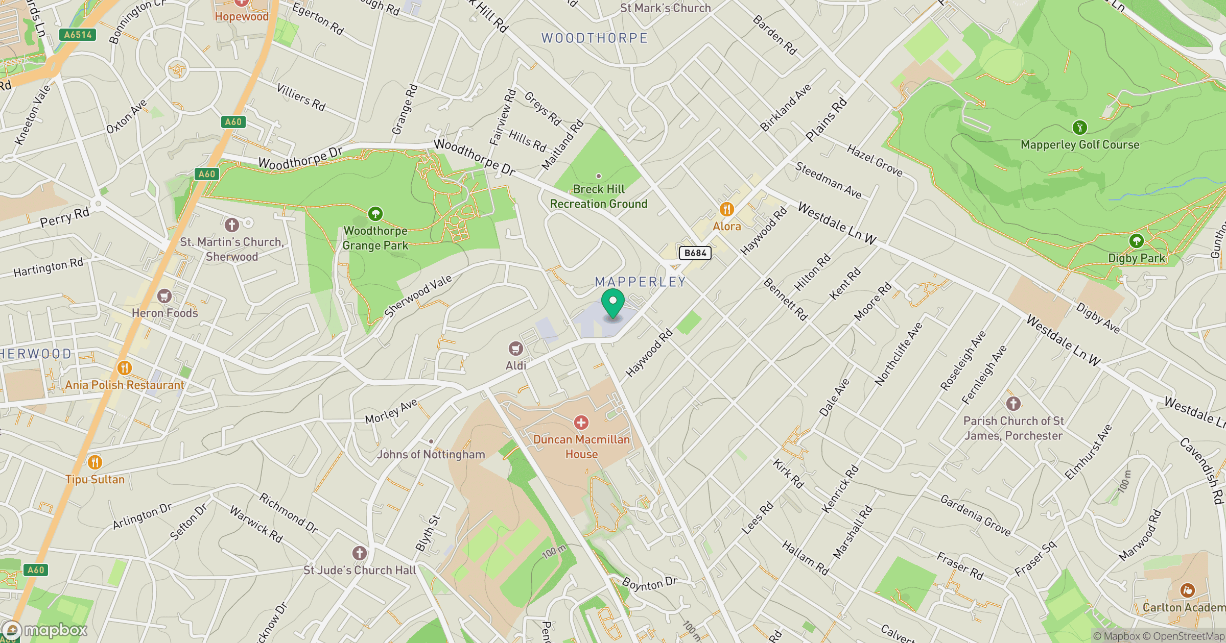 Mapperley location map