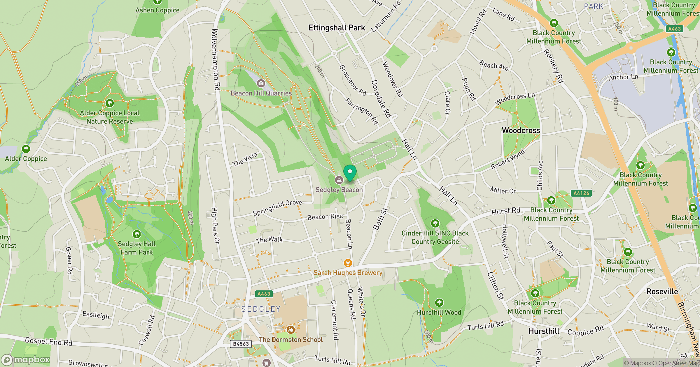 Sedgley Beacon (boundary) location map